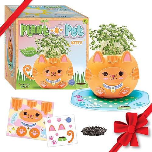 Creativity for Kids Plant-A-Pet: Kitty - Arts and Crafts for Kids, Gifts for Girls and Stocking Stuffers for Kids, Boy and Girl Toys, Chia Seed Plant Pet (Ages 6+)