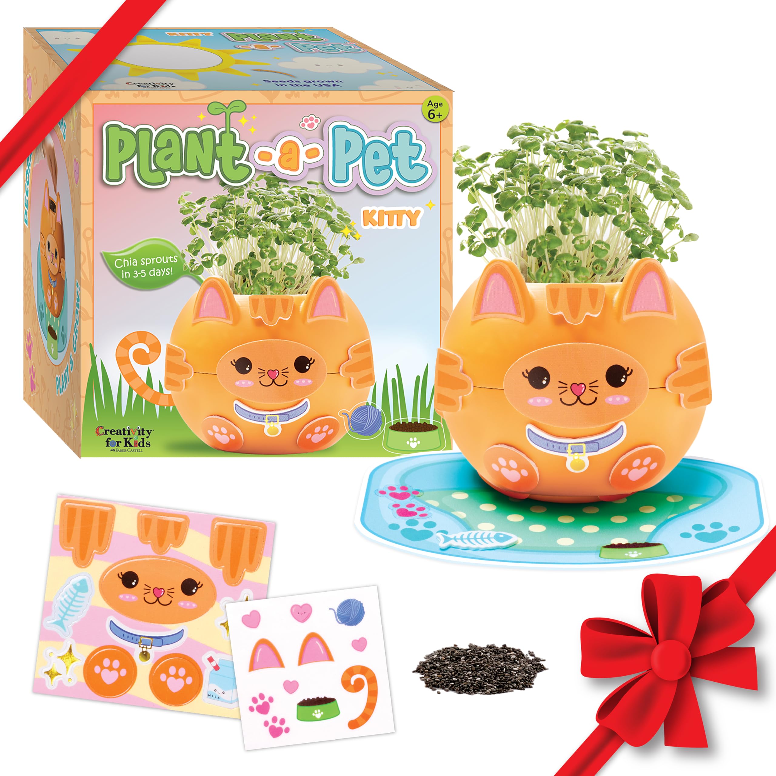 Creativity for Kids Plant-A-Pet: Kitty - Arts and Crafts for Kids, Gifts for Girls and Stocking Stuffers for Kids, Boy and Girl Toys, Chia Seed Plant Pet (Ages 6+)
