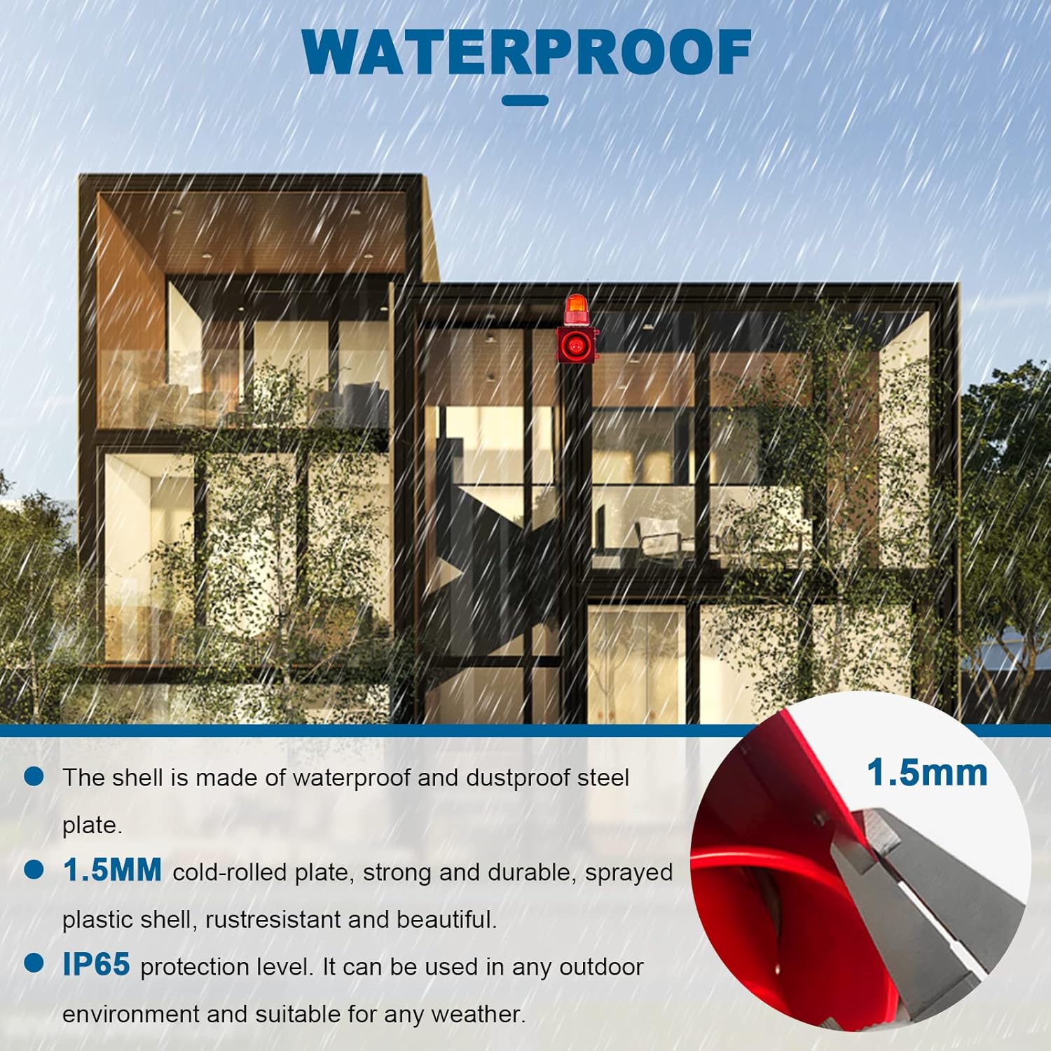 Wireless Remote Control Alarm Siren Industrial Sound Light Alarm Security Siren Horn Alarm Waterproof Emergency Strobe Warning Light 120dB Outdoor (AC 110V Without Plug) : Electronics