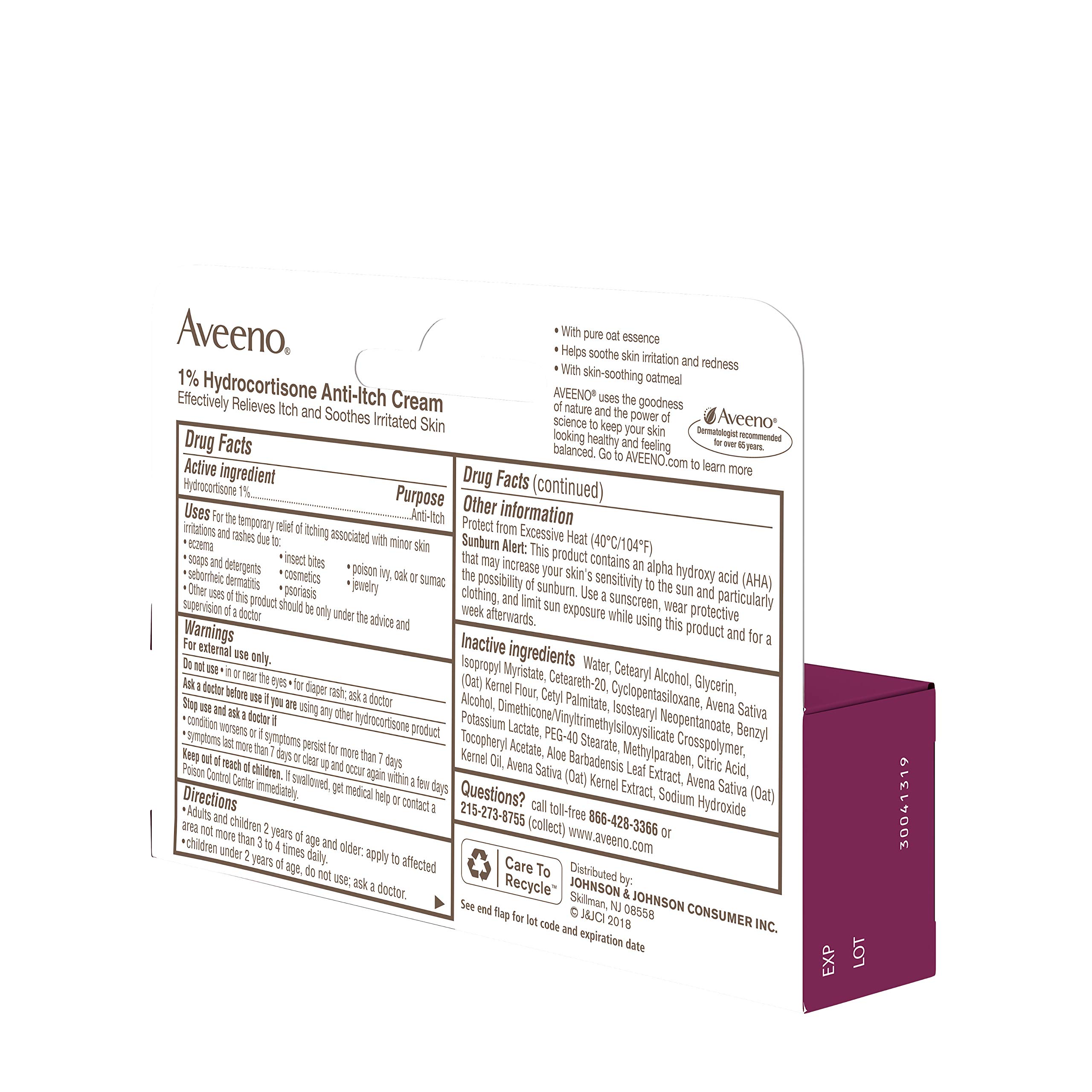 Aveeno Maximum Strength 1 Hydrocortisone AntiItch Cream Triple Oat