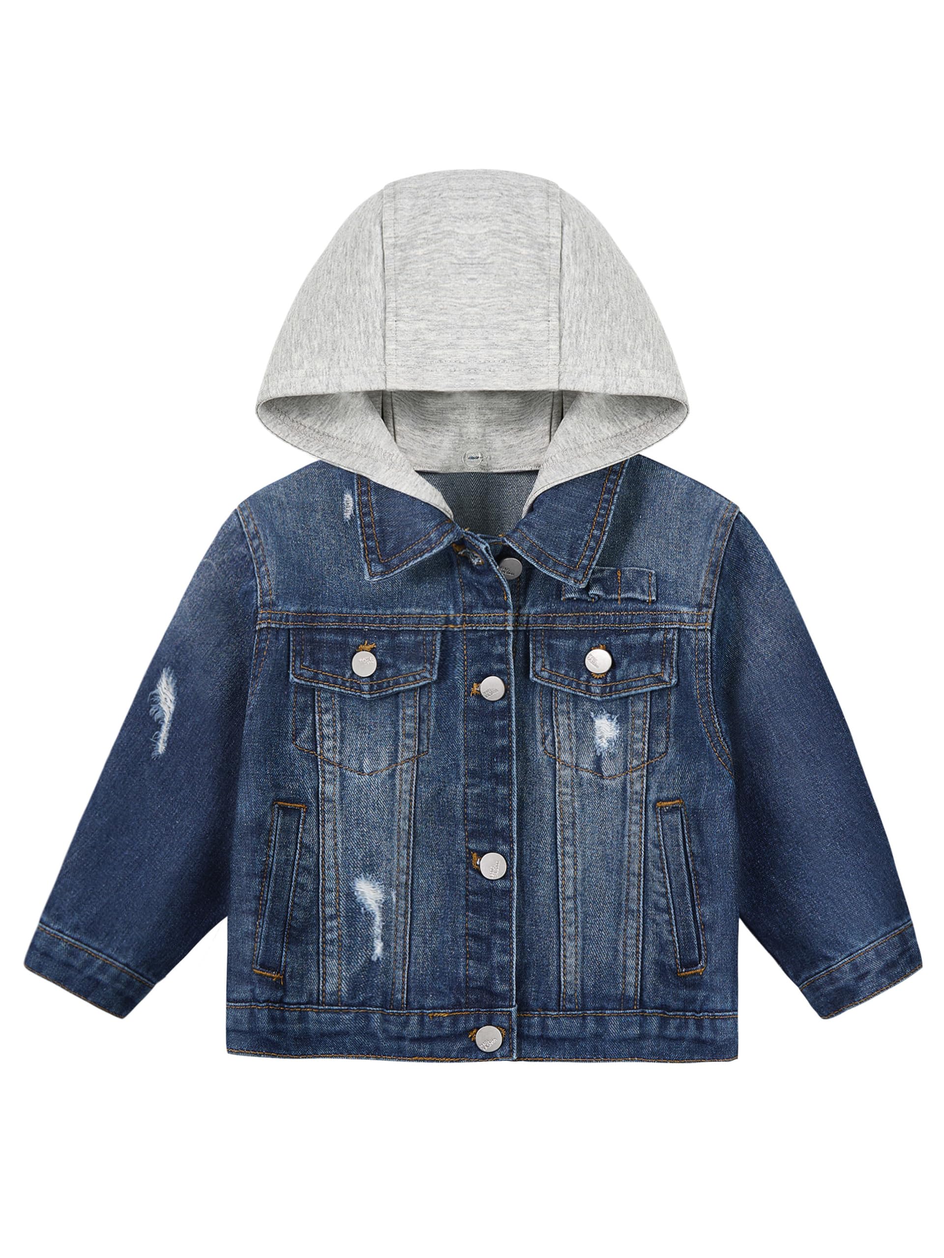 Volunboy Chaqueta Vaquera Niños Desmontable Capucha, Azul Mezclilla Jacket Abrigo 2-8 Años