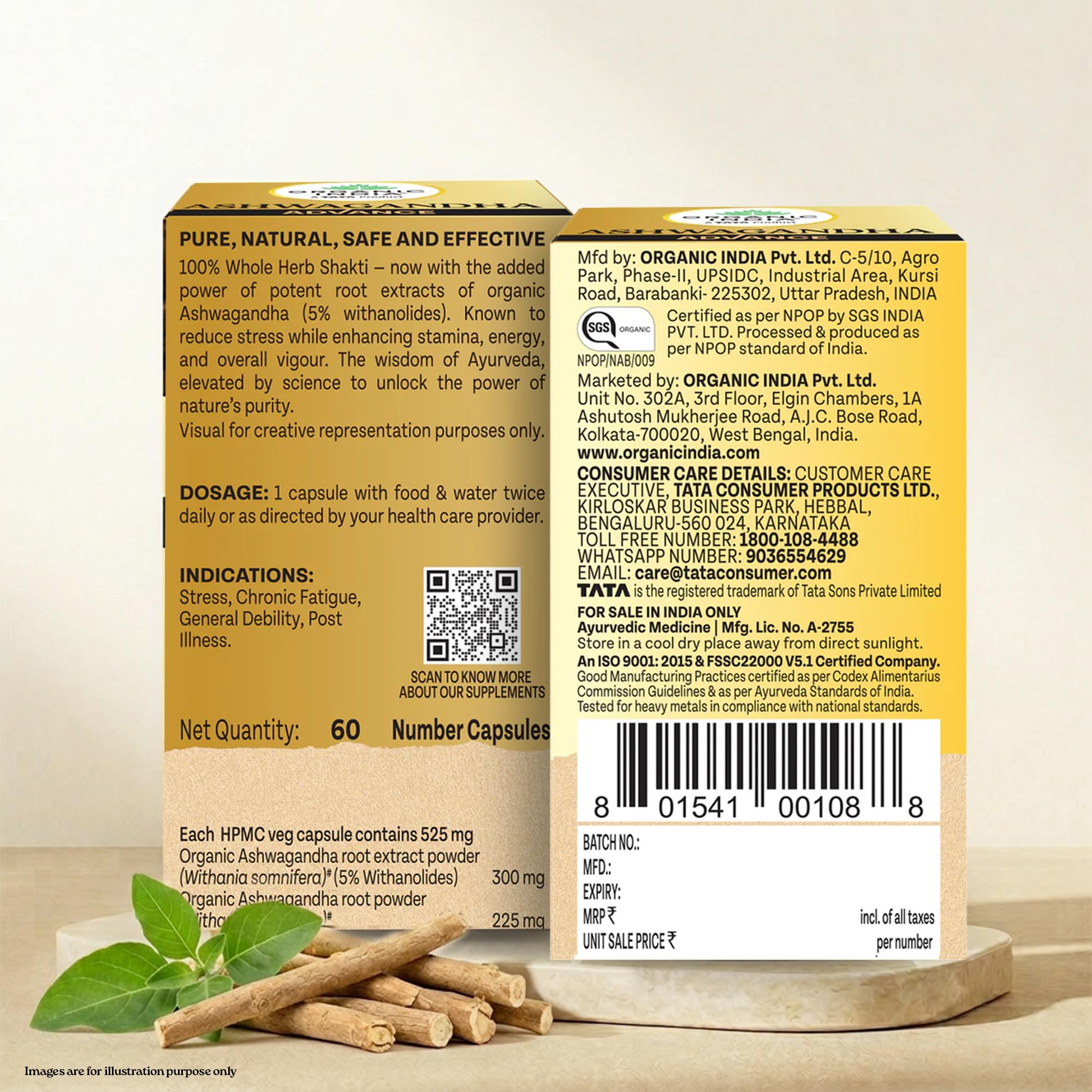 Organic India Ashwagandha Advance Capsules, 60 Veg Capsules, 5% Withanolides, With Organic Ashwagandha Root Powder, Stress Relief, Energy & Vitality Support product image 7