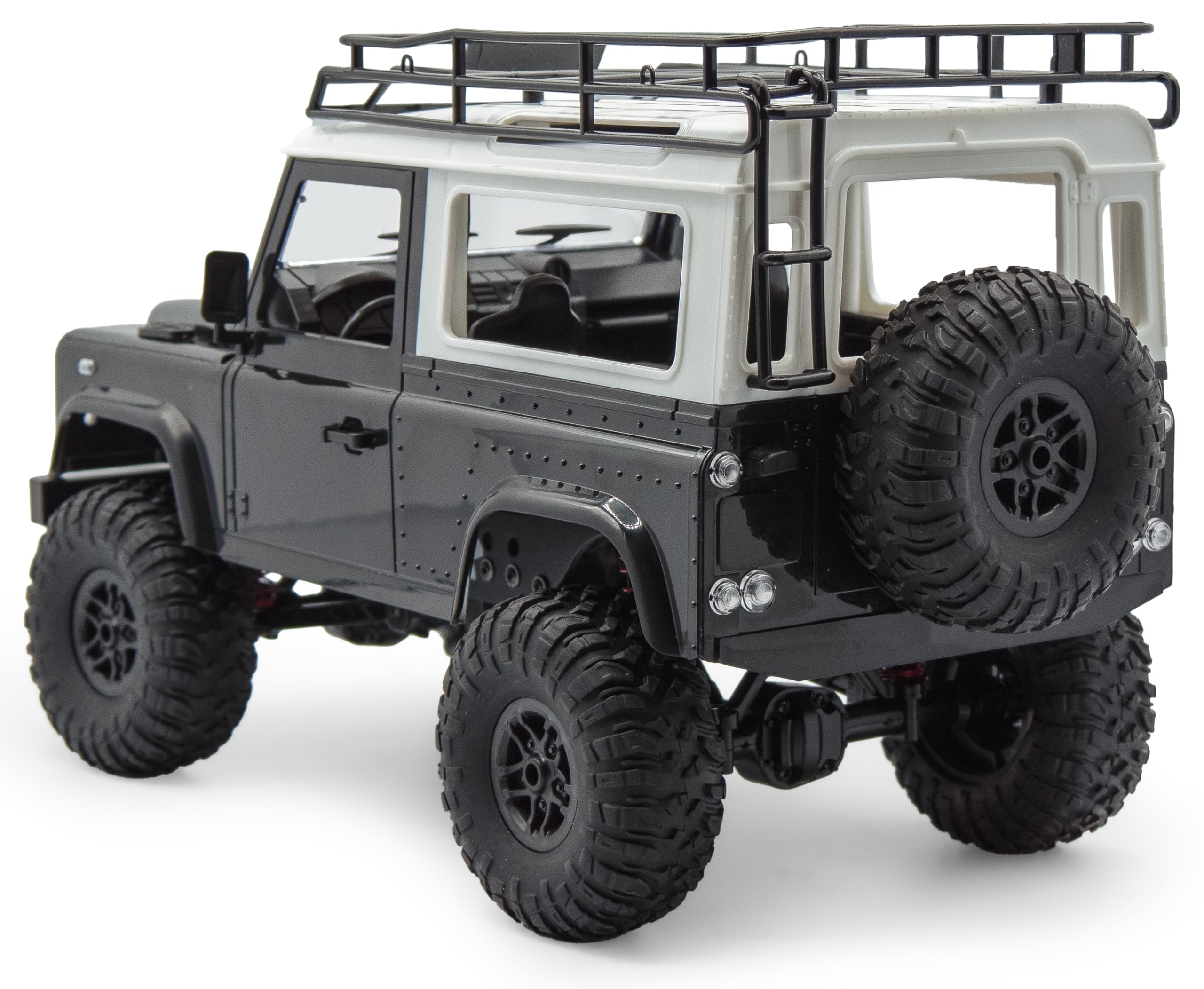 RC Land Rover Adventure 1/12 RTR 4WD | Geländewagen Modellauto | 2,4 GHz Fernsteuerung | LED Beleuchtung | Allradantrieb | Offroad Crawler | Proportionale Steuerung | Li-Ion Akku (Schwarz)