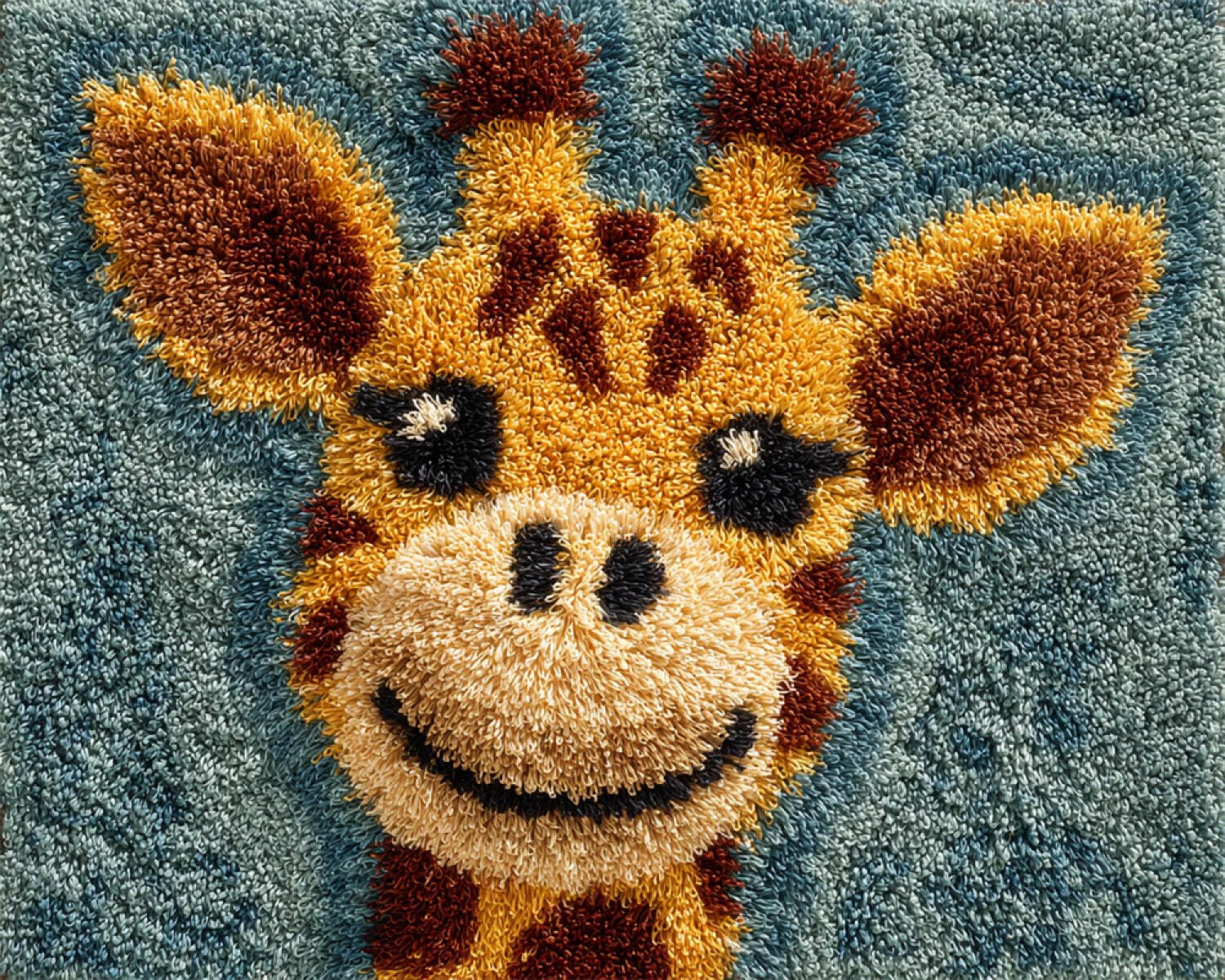 Henypt Color Diy Latch Hook Rug Kits Cartoon Giraffe 60X90cm