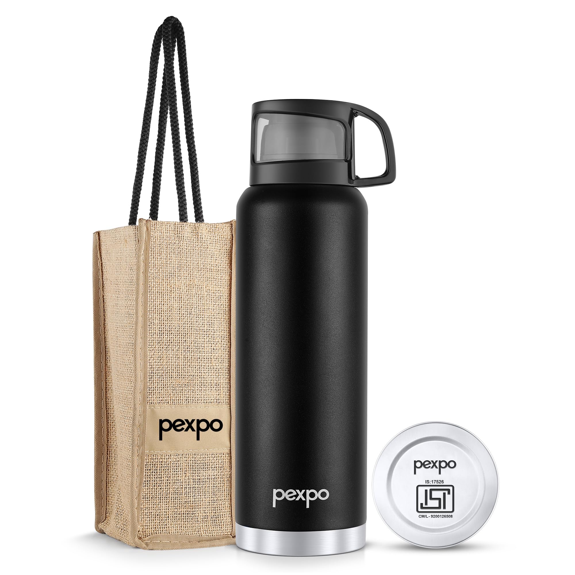 Go24 pexpo Stainless Steel Water Bottle Fererro Knight Black 1500ml
