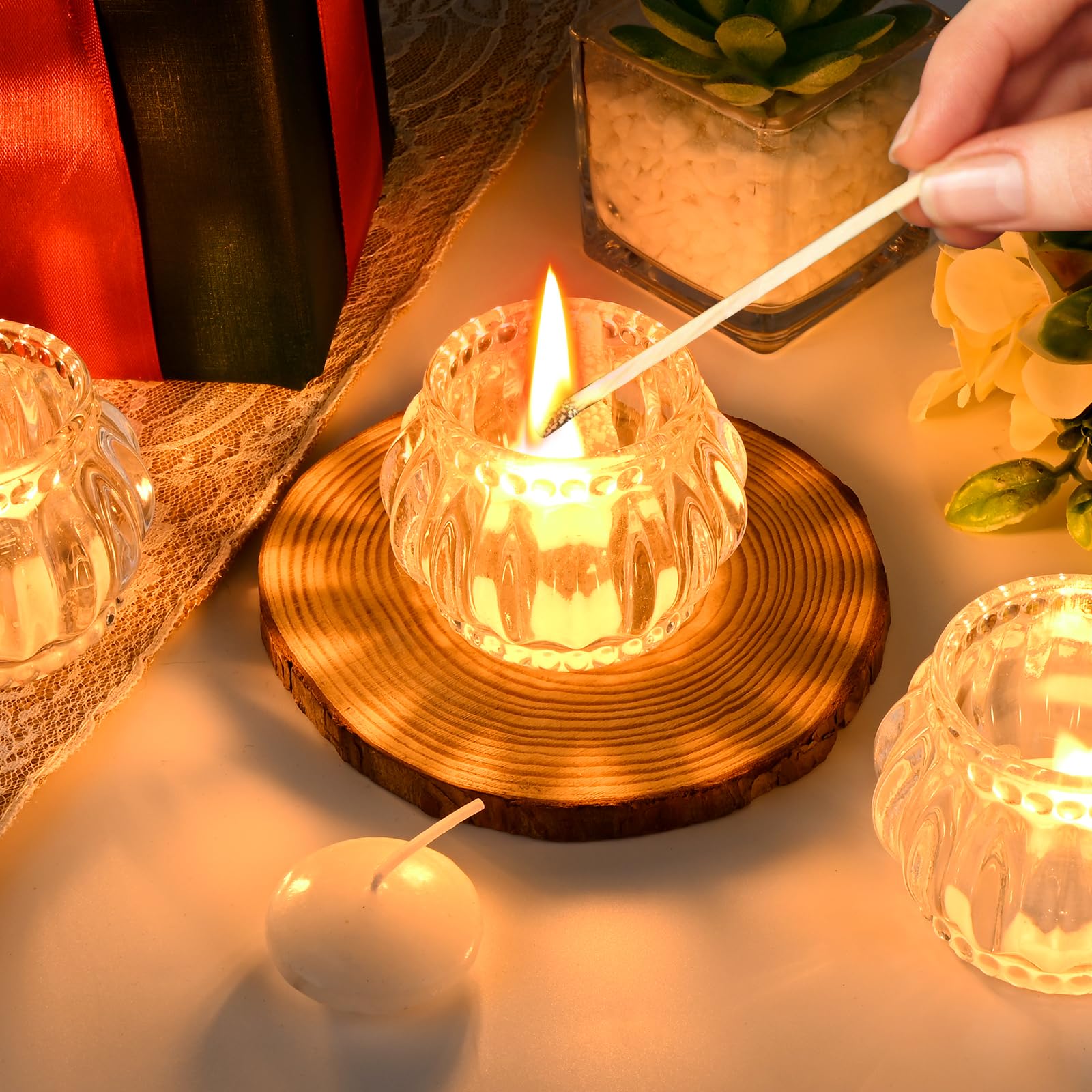 12 Portacandele In Vetro Per Tealight - Trasparenti Per Centrotavola - Decorazioni Per Matrimoni E Feste - Foto 5