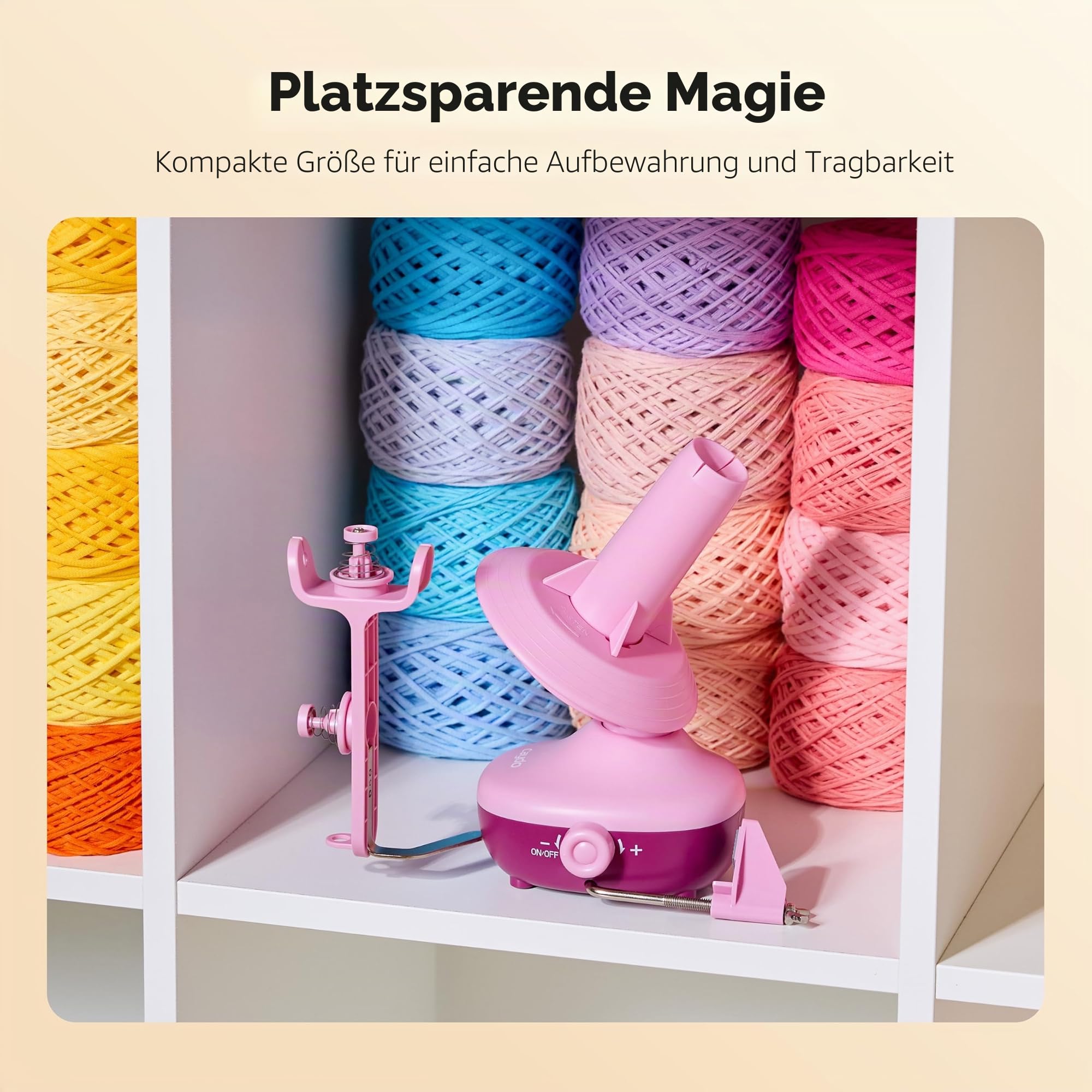 Caydo Elektrischer Garnwickler,Automatische Aufwickeln Doppelter Spannfeder | Müheloser Garnorganisator,Stufenlose Geschwindigkeitsregelung,7oz Pretty Cake,Handarbeitshelfer für Garnliebhaber & Häkelfans