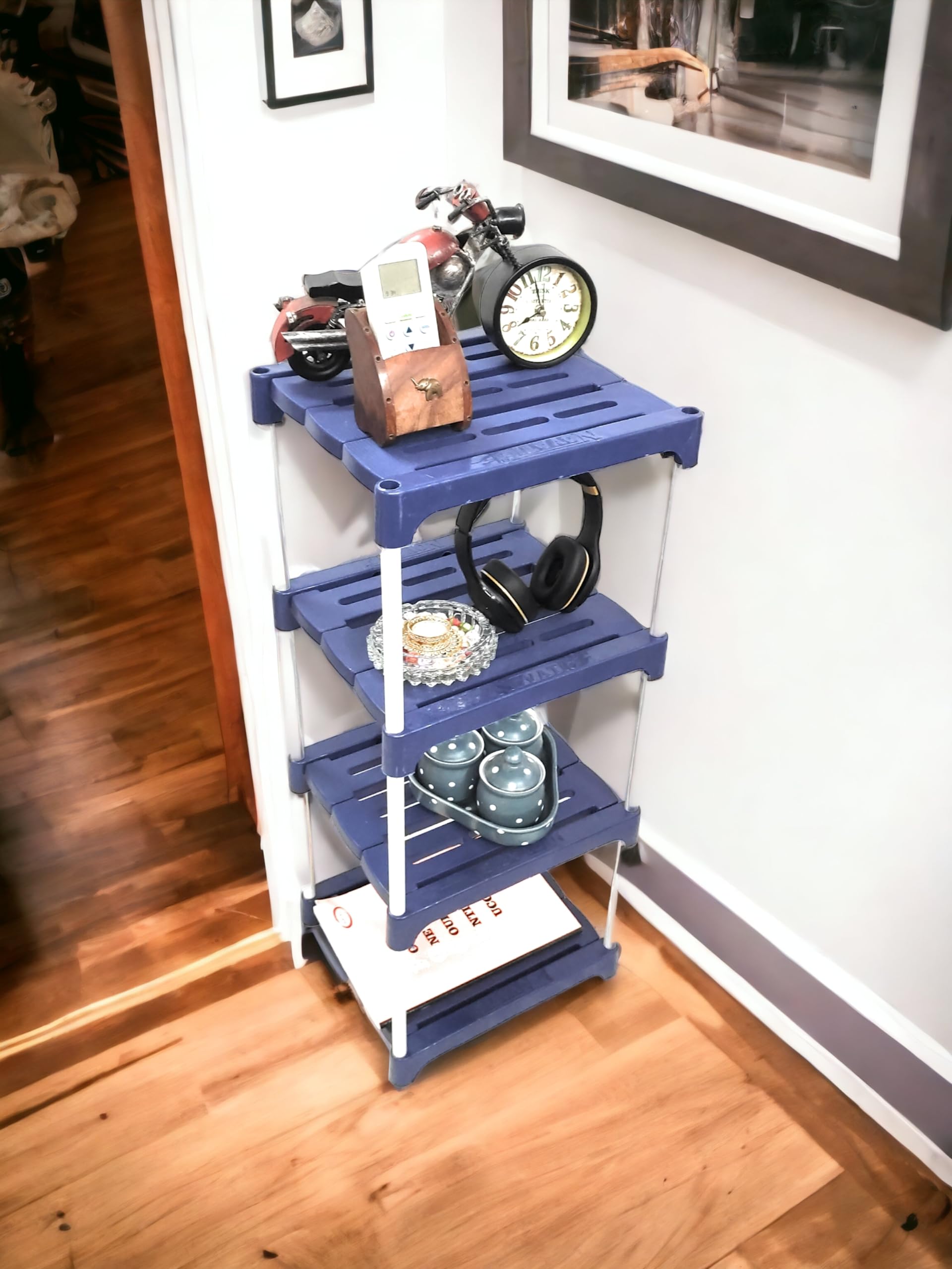Novatic 4-Tier Bookshelf Multipurpose Books Rack for Study Room, Book Stand, Home Decor Storage Rack Showcase Organizer for Living Room, Kitchen, Bedroom, Office-image-12