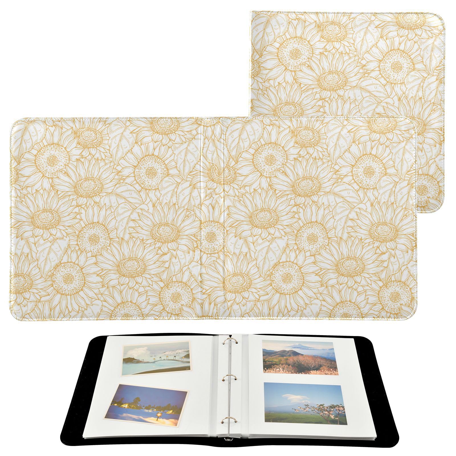 Álbum de fotos para fotos, páginas autoadhesivas, estantería, álbumes de fotos, álbumes de fotos, 6 x 8 pulgadas, patrón de girasol