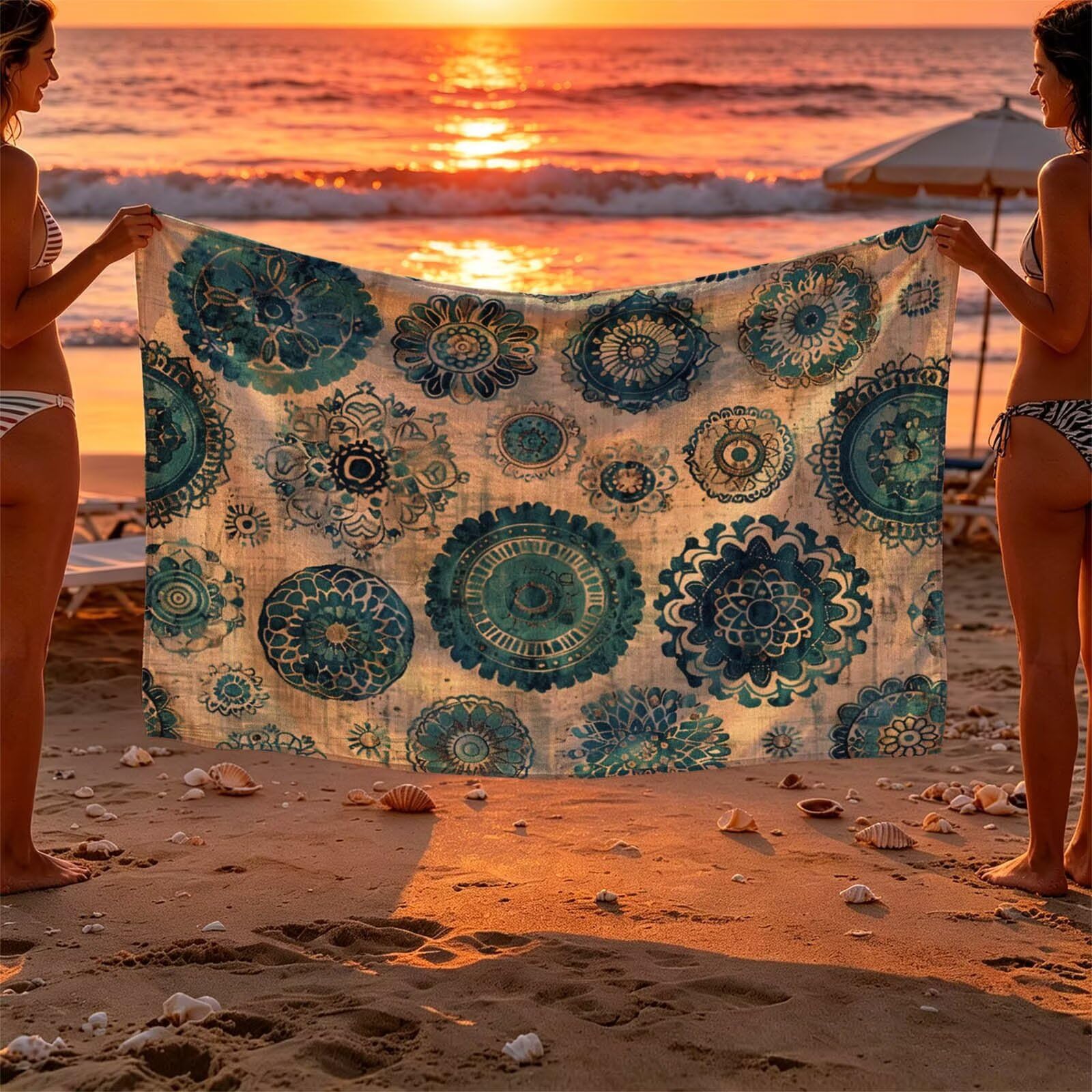 Redondo Toalla Playa 160x220 Resistente a la Arena Secado rápido Ligero, Toalla Playa Grande 220 x 160cm Suave Cómodo como Gym Yoga Sauna Toallas Baño Grandes Travel Essentials Sencillez XTLS-0521