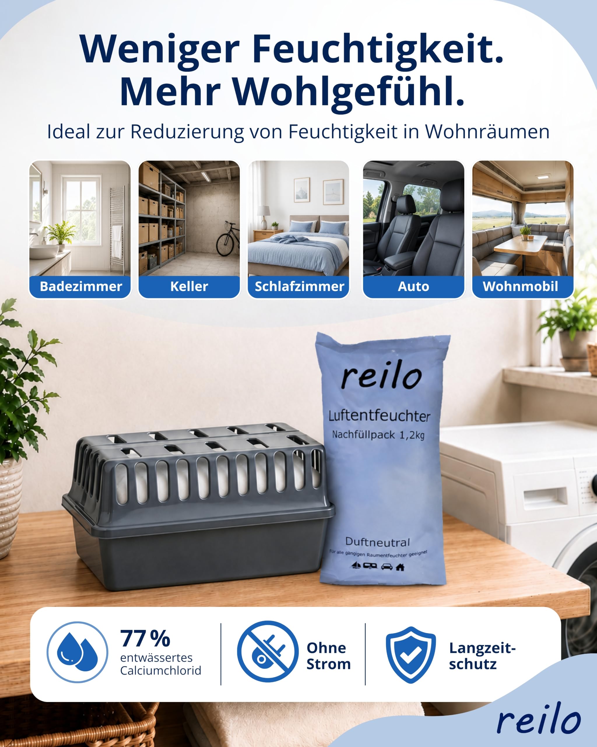 Luftentfeuchter Set, 2x XXL Box + 10x 1,2kg Granulat