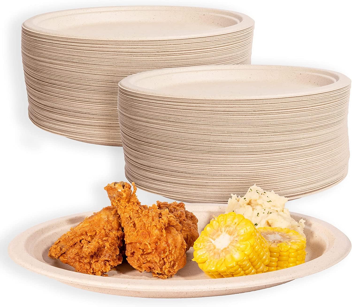 Lot De 125 Assiettes En Carton Compostables Jetables Naturelles En