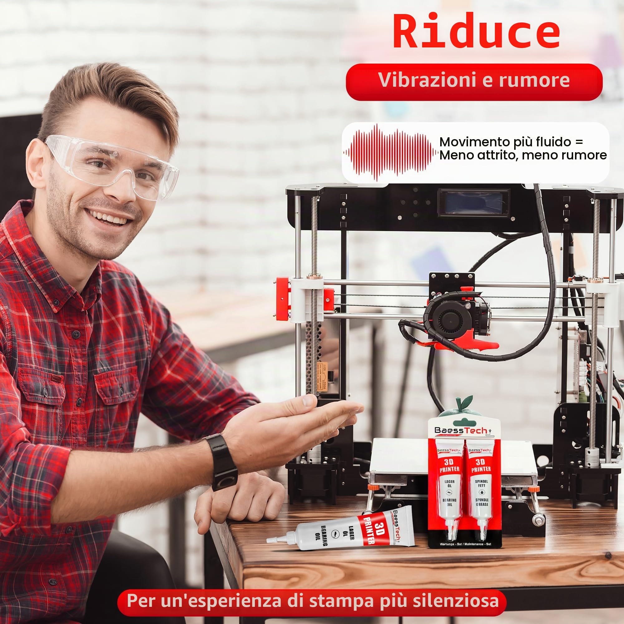 Set di accessori per lubrificanti per stampanti 3D e olio per la manutenzione professionale - Olio per mandrino per ottimizzare la stampa e ridurre il rumore - Lubrificante per stampa 3D, 30