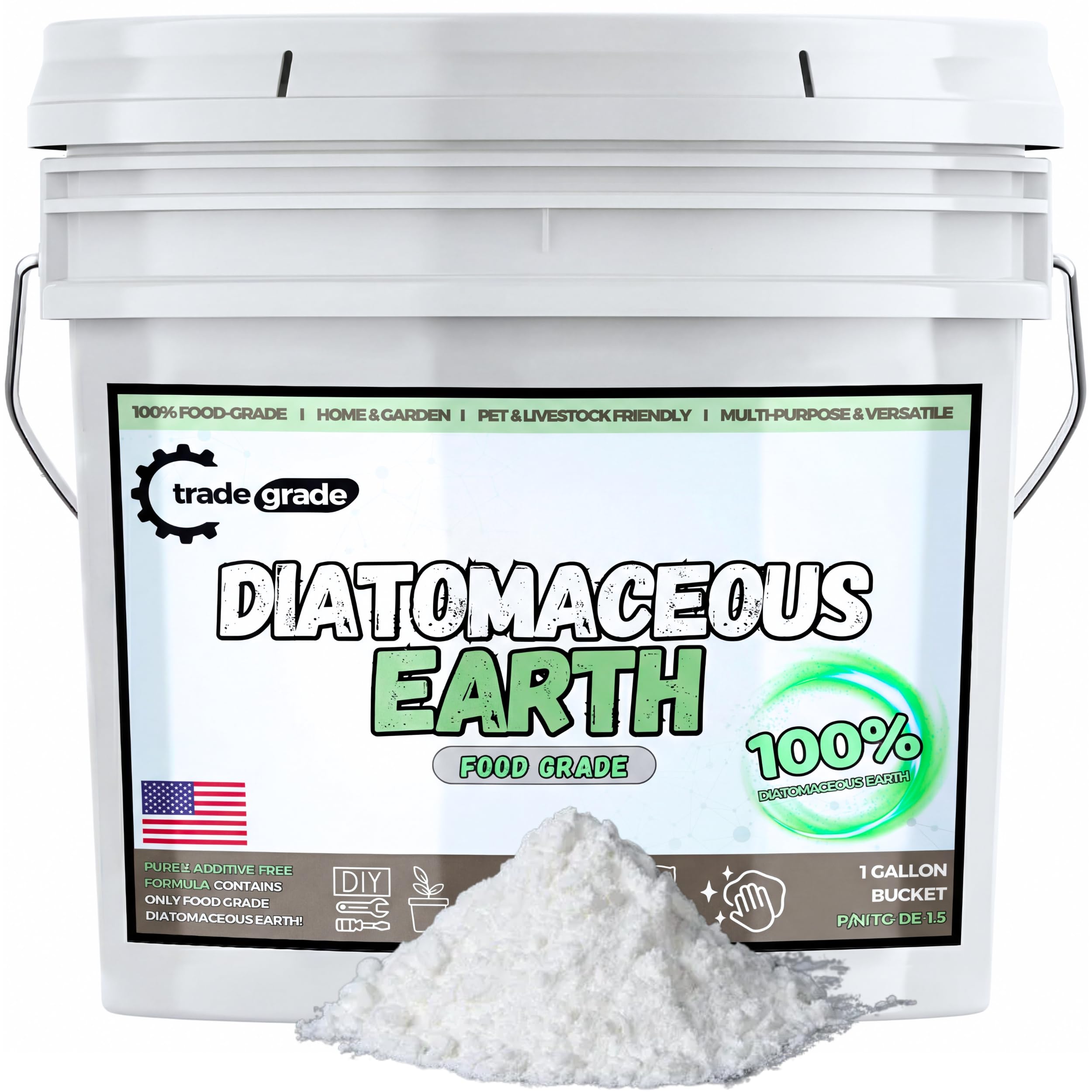 TradeGrade 100% Food-Grade Diatomaceous Earth – Bucket Powder | Organic, All-Natural DE f…