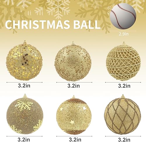 Miniatura 7 de LANGXUN 12 bolas de Navidad negras grandes hechas a mano de 3.2 pulgadas, decoración de árbol de Navidad 2023, decoración de árbol de Navidad,