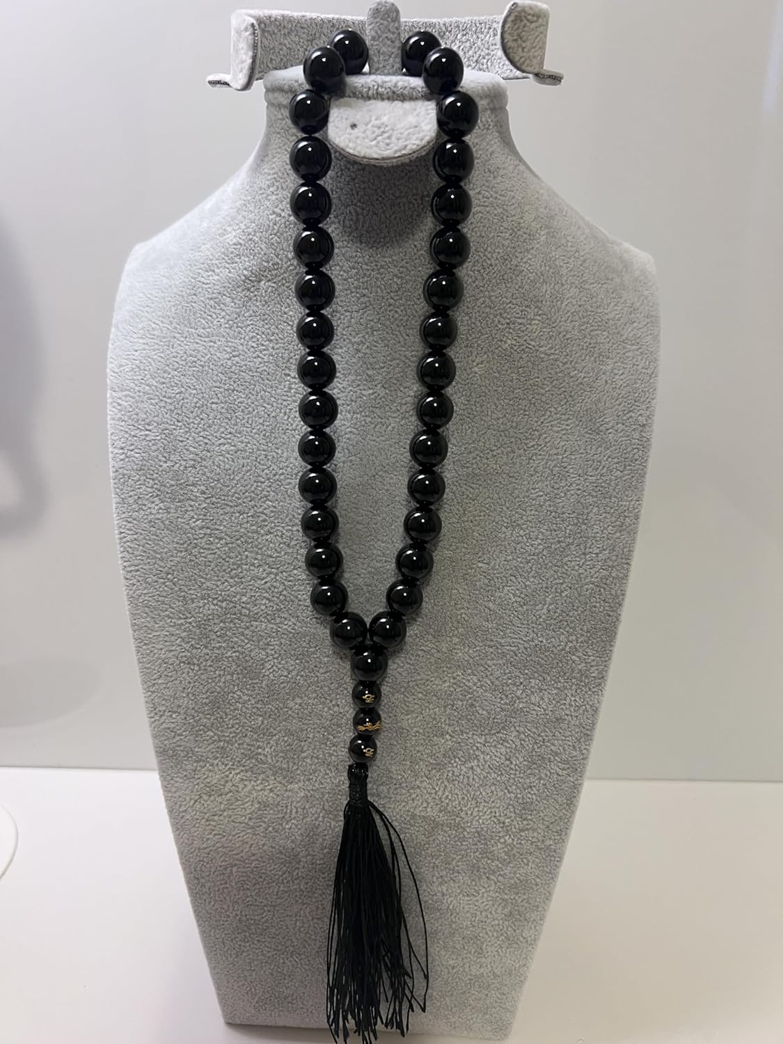 Handmade Black Agate Bead Strand, 33 Natural Stone Beads, Minimalist Design