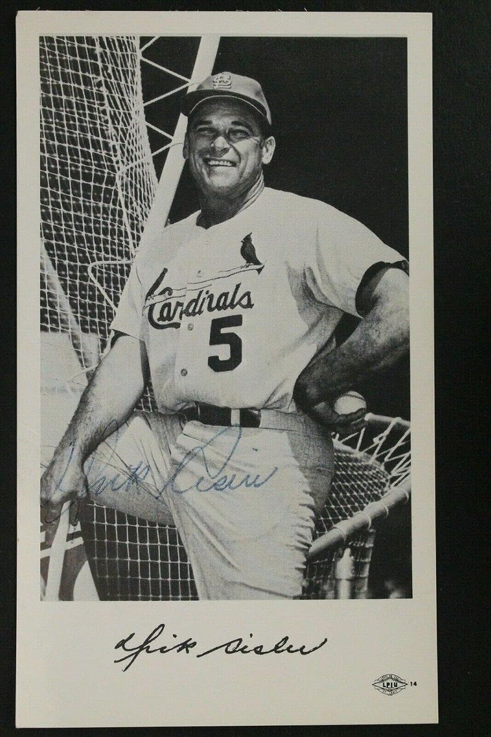 Dick Sisler (d.1998) St Louis Cardinals Autographed 3x5 Signed Postcard Photo