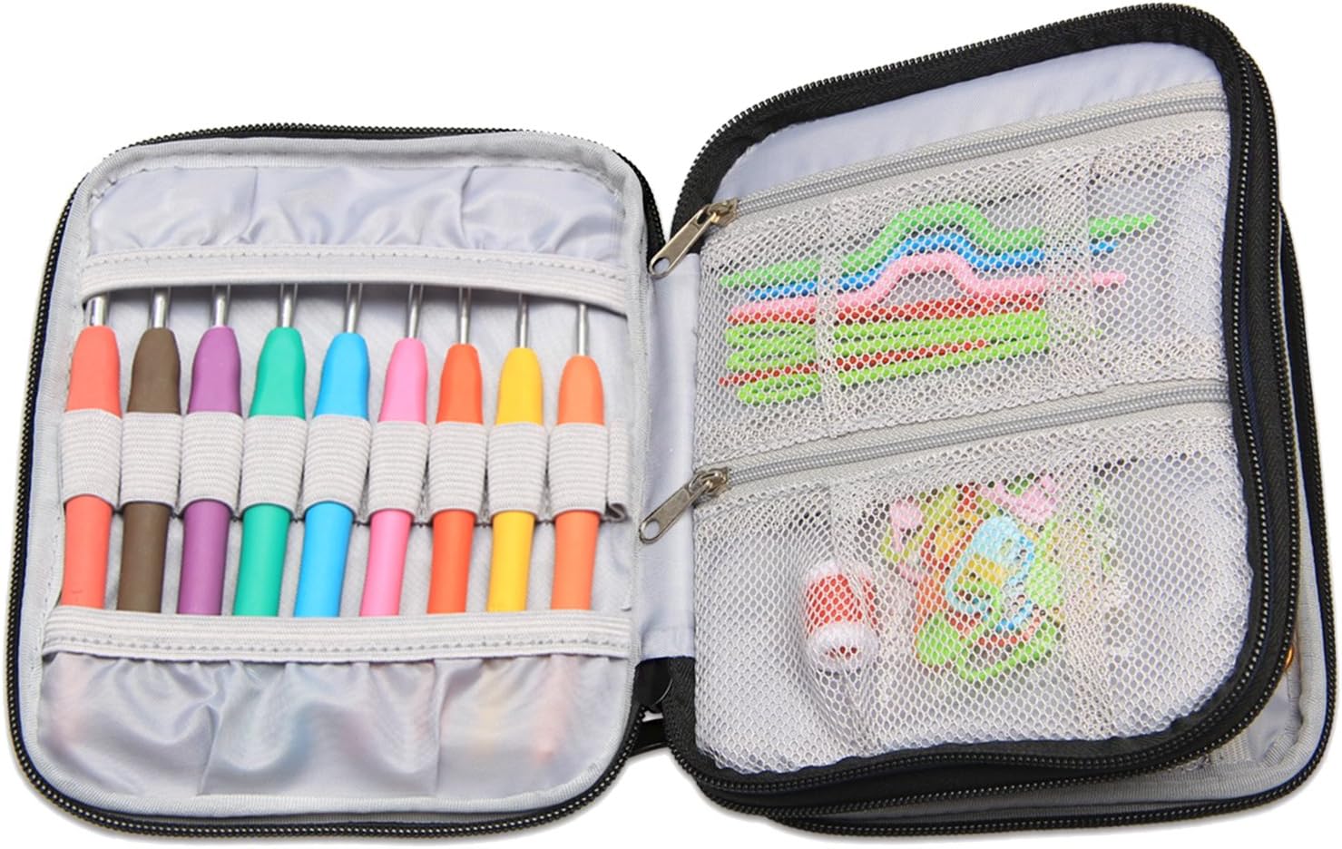 Damero Crochet Hooks Set, Crochet Hooks Kits with 9 Pcs Soft Grip Handles Ergonomic Crochet and Accessories, Crochet Set for Beginners and Crocheters, Dark Blue