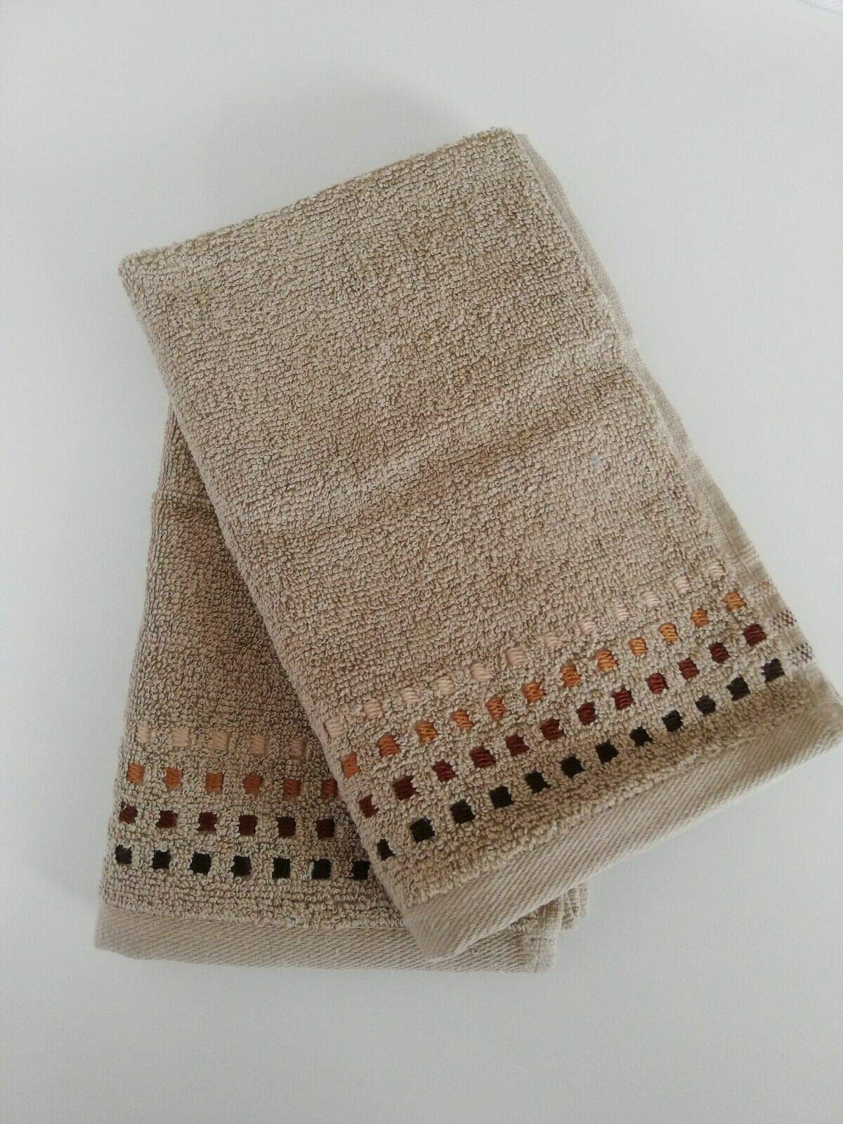 Sue Rossi Ltd 100% Portuguese Cotton Guest Towels Hand Kitchen Towel Face Cloth 30 x 50 cm Pack Of 2 (Chocolate - Camel) โ image 1
