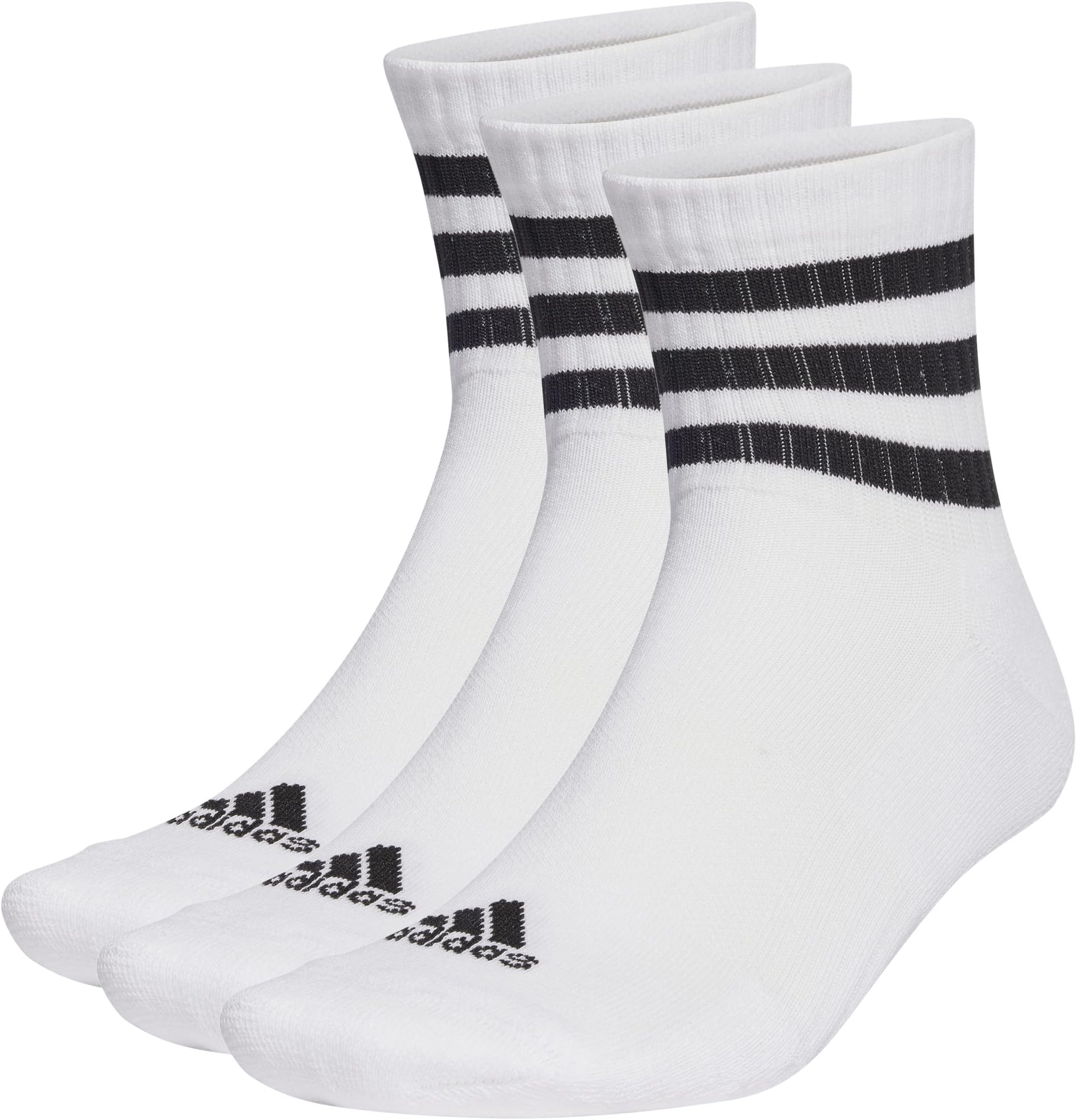 adidas3-Stripes Cushioned Sportswear Low-Cut Socks 3 Pairs, Cotton, White