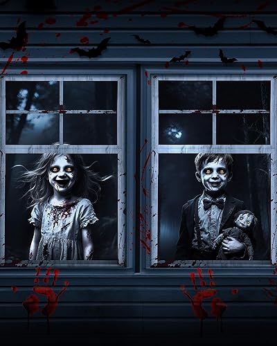 Miniatura 9 de Paquete de 2 cubiertas de puerta de ventana de Halloween, hermana, fantasma, decoración de Halloween, decoraciones de fiesta C-2 paquete,A-2