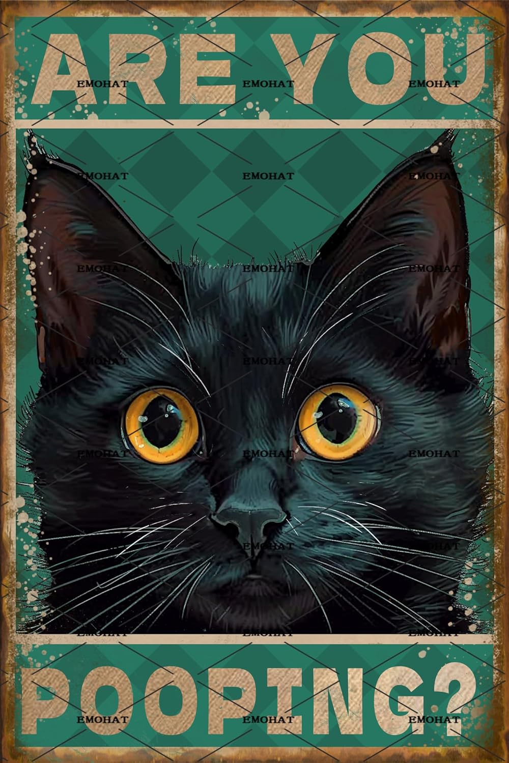 EMOHAT Vintage Metal Sign Cute Sign Funny Black Cat Are You Pooping Tin Sign Wall Decoration Toilet Restroom Washroom Bathroom Living Room Porch Home Decor Aluminum Sign 8x12 Inch