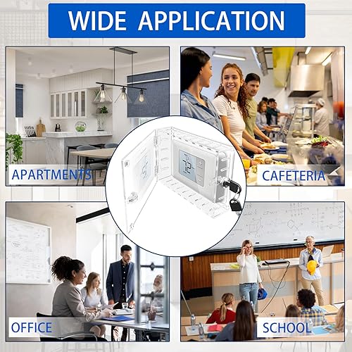 Miniatura 7 de Caja de bloqueo universal de termostato con llave, protector de termostato grande transparente para termostatos en pared, protector de termostato,