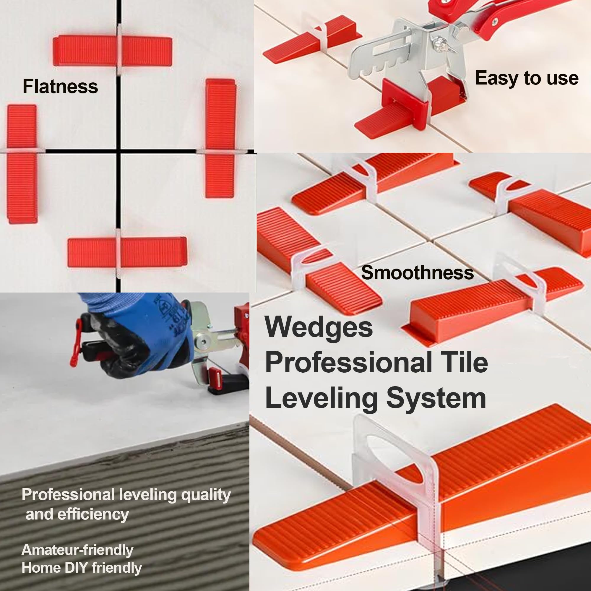 Kit nivellement carrelage 302 pièces,Kit nivellement carrelage,Système de nivellement carrelage robuste,Croisillon autonivelant,200entretoises2.0mm,100cales réutilisables,Pince à niveler (B)