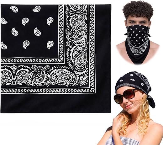 VRONZO Unisex Soft Breathable 100% Cotton Bandana for Men &amp; Women | Head Band for Men Bike Riding, Scarf for Men, Head Sca...