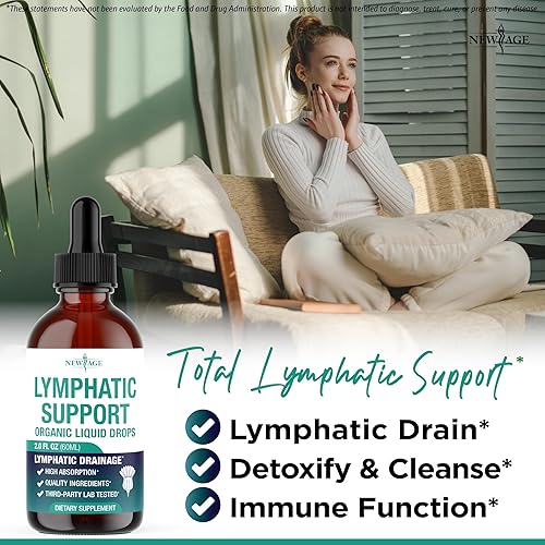 Miniatura 3 de Gotas de drenaje linfático liposomal, suplemento de drenaje linfático orgánico todo en 1 con raíz de bardana, equinácea, saúco, caléndula, hierba de