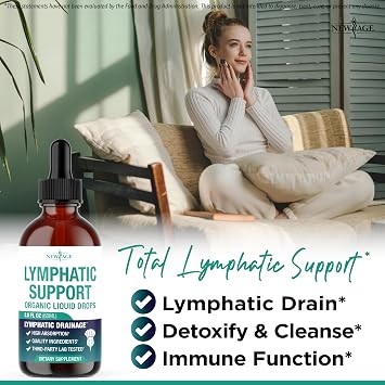 Organic Lymphatic Drainage Drops - All in 1 Organic Lymphatic Drainage Supplement with Burdock Root, Echinacea, Elderberry, Calendula, Cleavers Herb, Dandelion Supports Lymphatic Health - 4 OZ