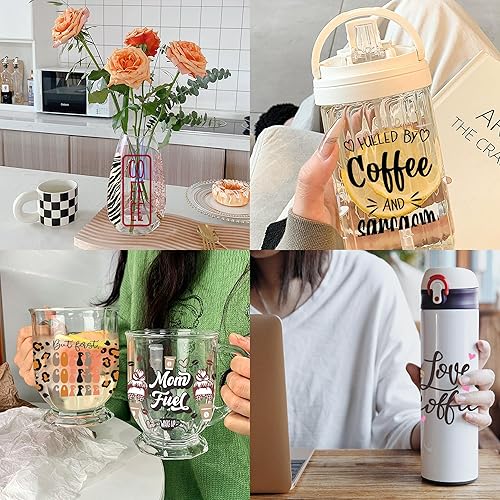 Miniatura 6 de David Angie Adhesivo de transferencia, 9 hojas de tema deportivo impermeable UV DTF Cup Wrap Rub on Transfers Pegatinas Adhesivos, Papel de