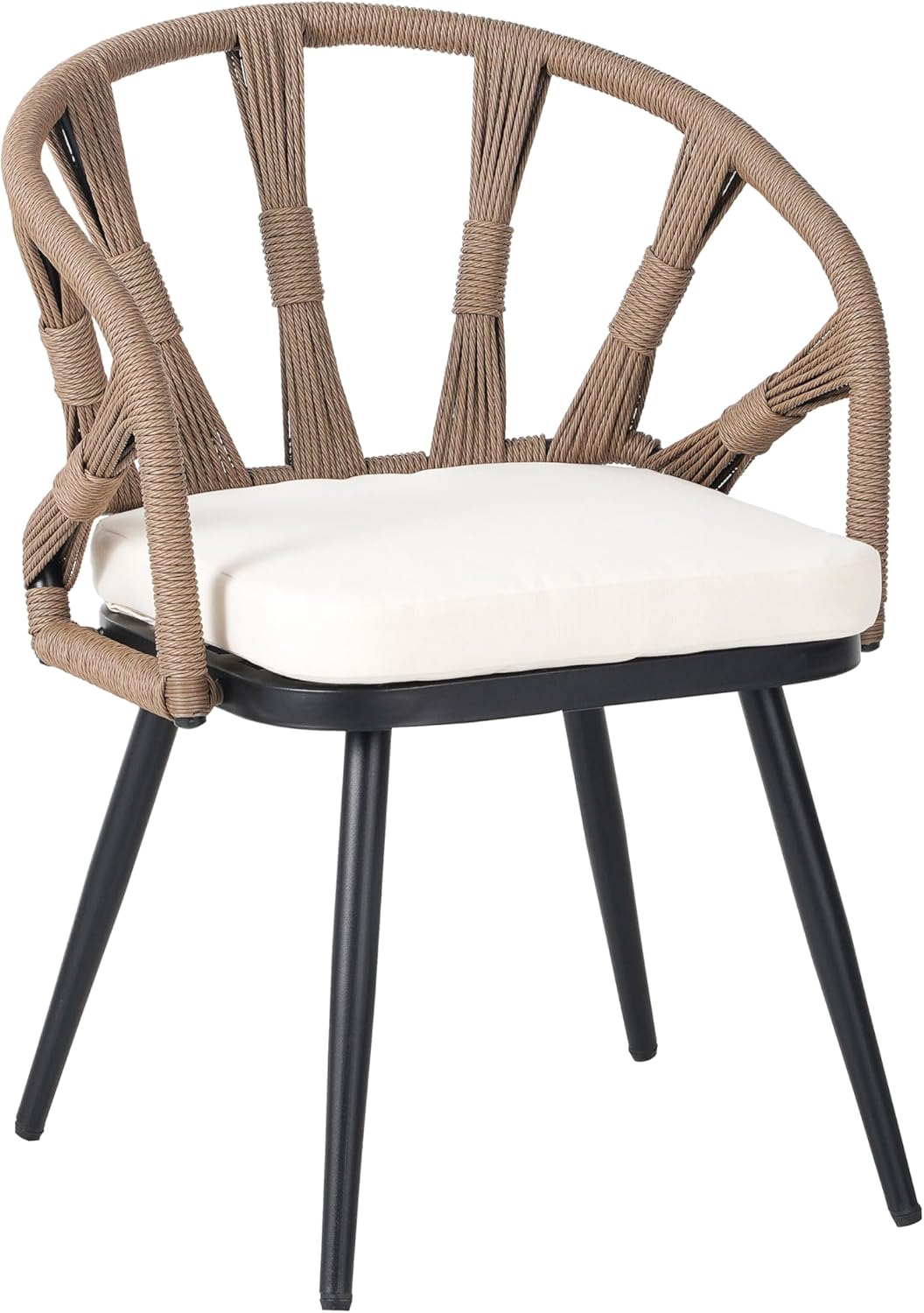 Contemporary Outdoor Set with PE Rattan Chairs and Plastic Wood Table,Suitable for Gardens and Lawns (Brown)