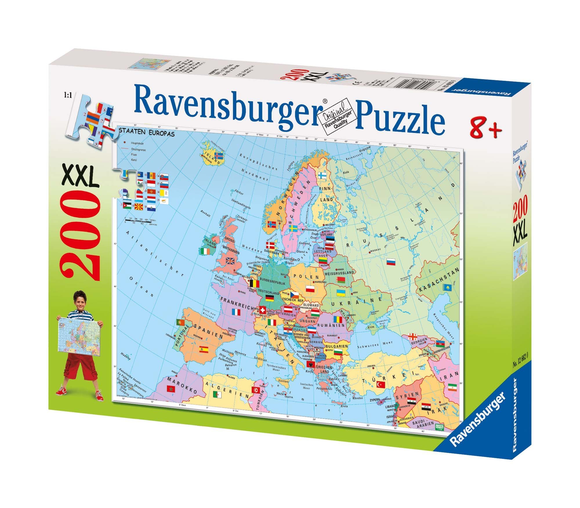 Ravensburger 12662 - Politsche Europakarte - 200 Teile XXL Puzzle