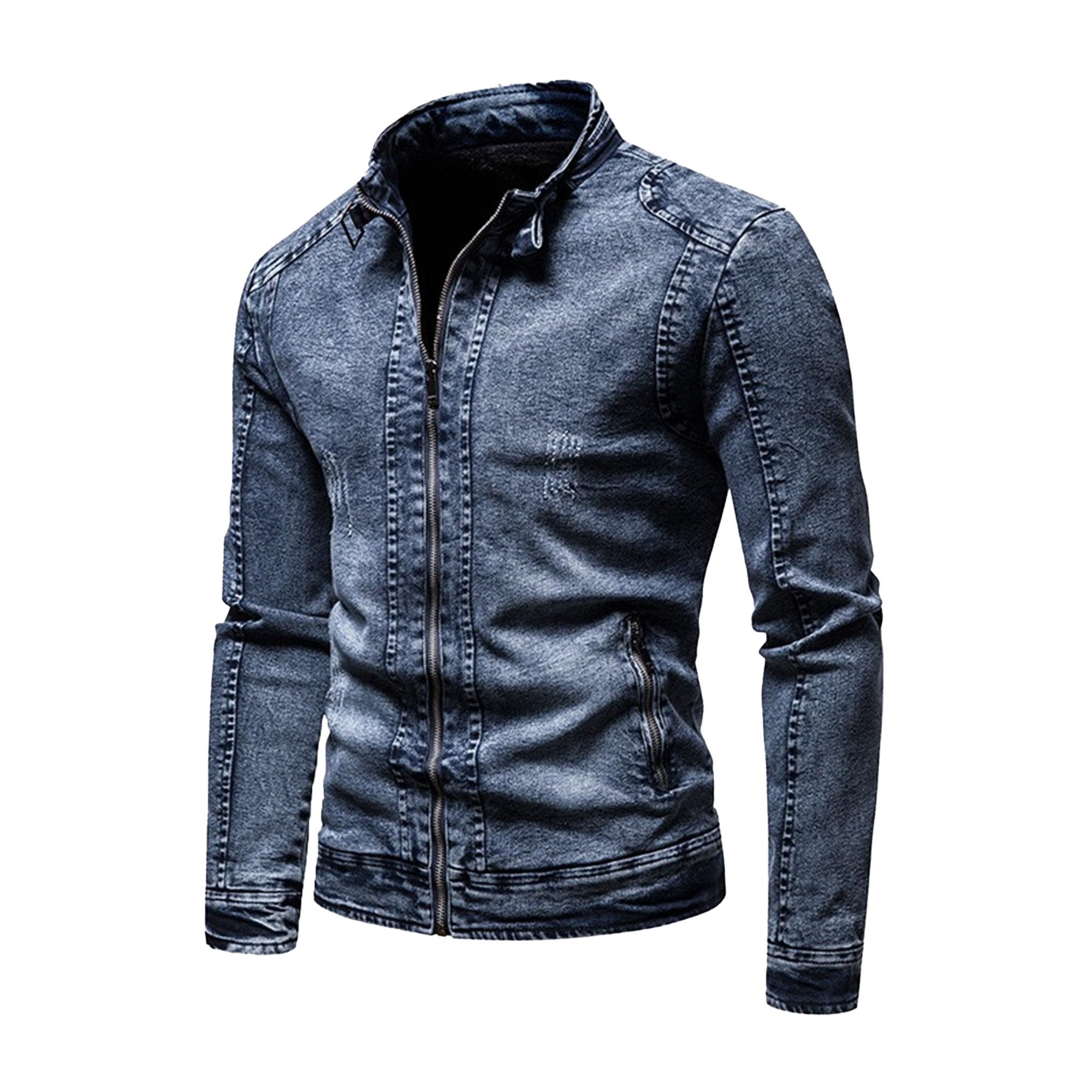 Męski płaszcz pilota, z pełnym zamkiem błyskawicznym, slim fit, stójka