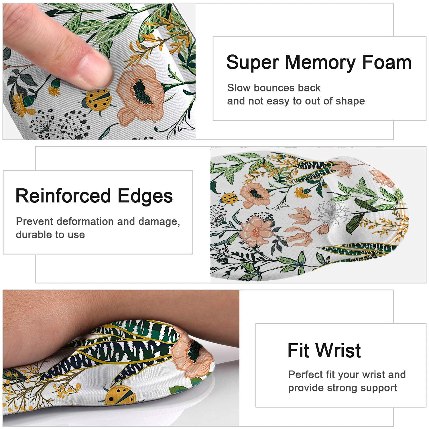 Reposamuñecas para teclado y alfombrilla para mouse, ergonómica de espuma viscoelástica, antideslizante y alivio del dolor, alfombrilla de mouse y soporte de muñeca para teclado, cómoda alfombrilla de