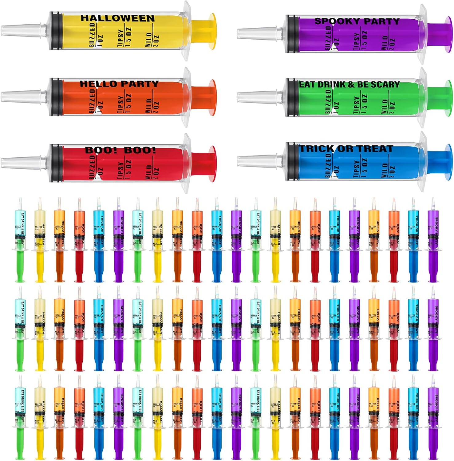 Libima 60 Pcs Shot Syringes with Caps Reusable Party