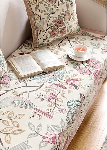 Miniatura 4 de Funda de sofá de diseño, fundas de terciopelo rosa floral para banco de cama seccional, fundas de banco de cama de lujo, funda para reposapiés,