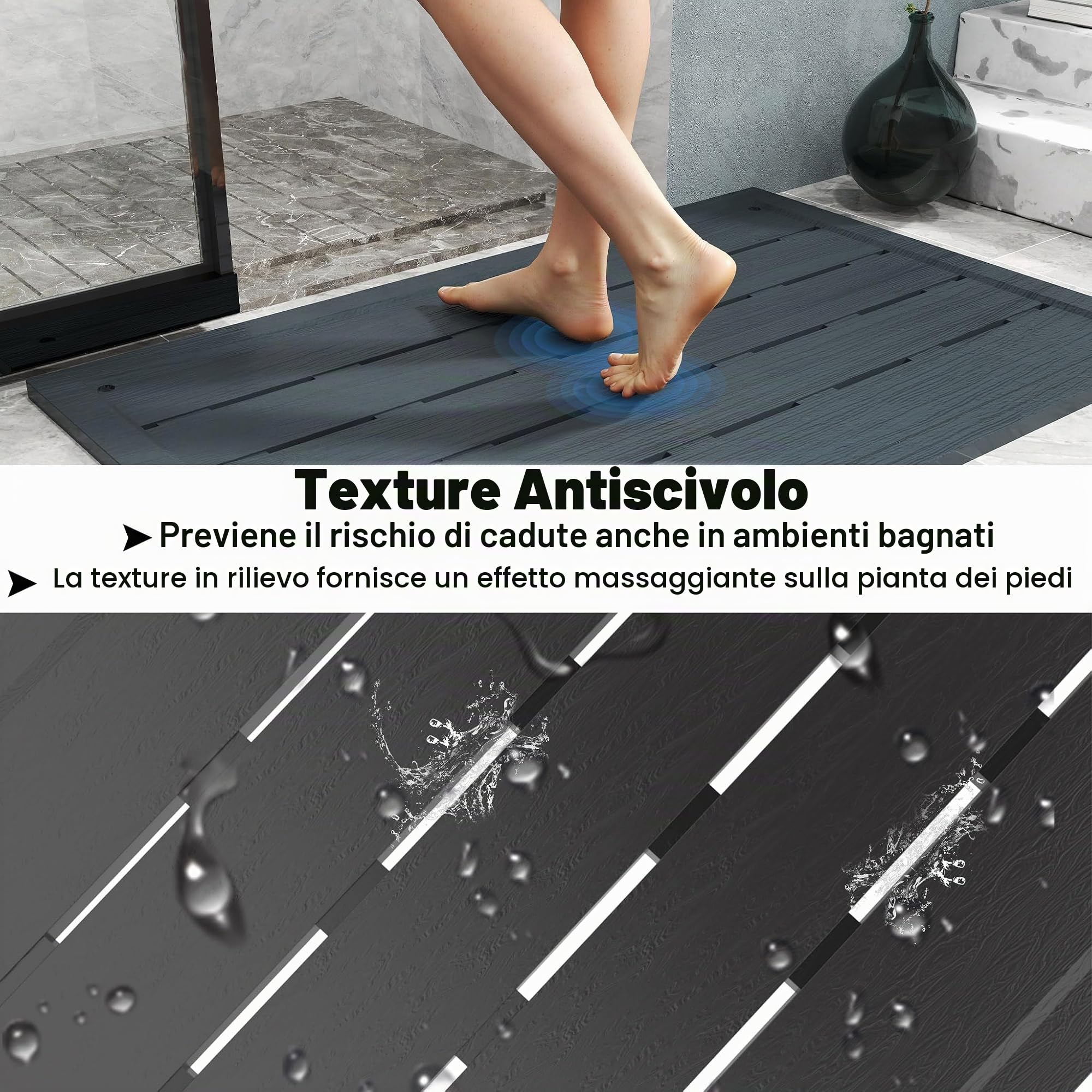 UISEBRT Elemento da Pavimento per Doccia Solare Antiscivolo 100 x 65 x 4 cm, Piastra da Pavimento per Esterni in WPC per Giardino Piscina, Antracite