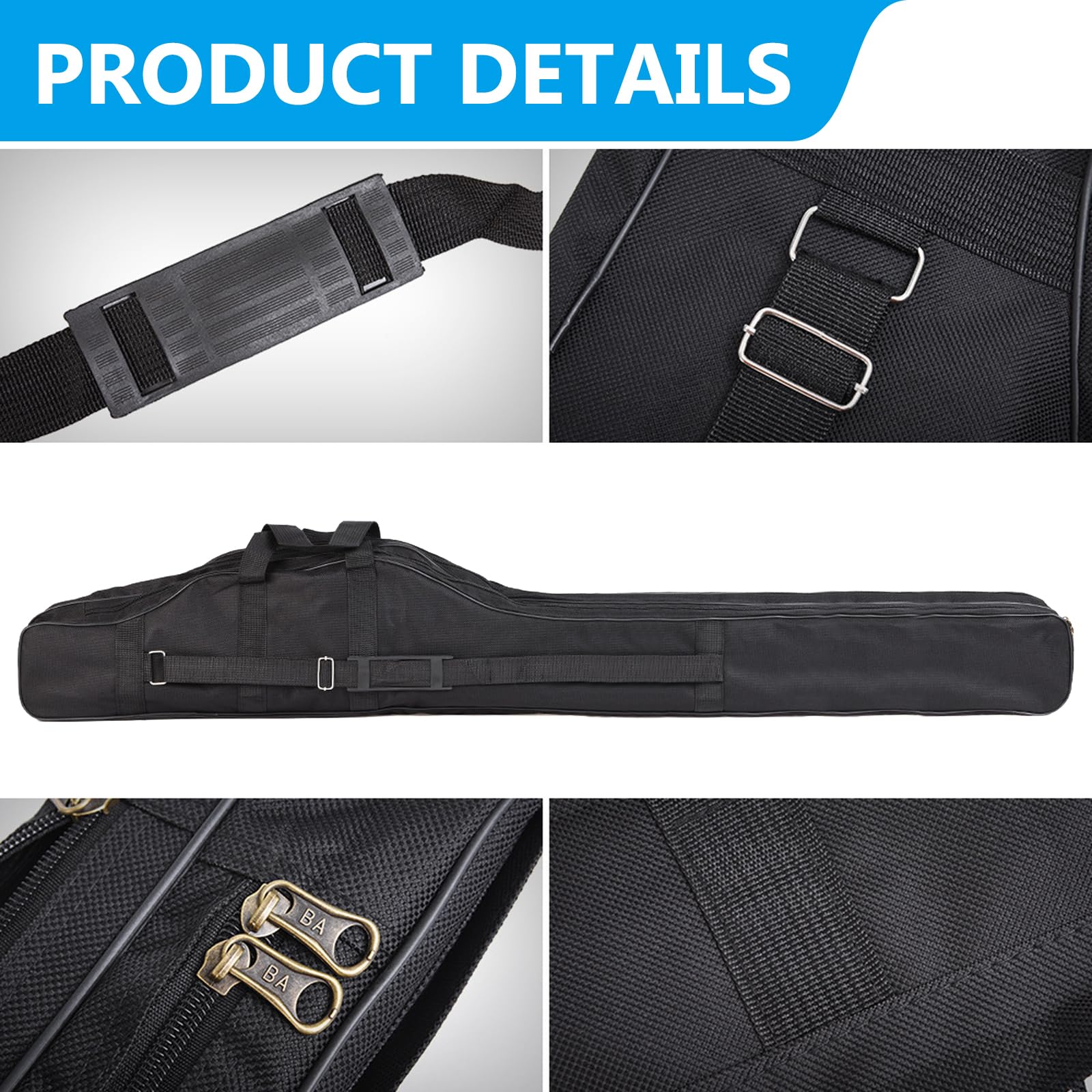 Bolsa De Pesca, Bolsas De Caña De Pescar 3 Capas, 150cm Plegable, Accesorios Para Equipo De Pesca(Negro)