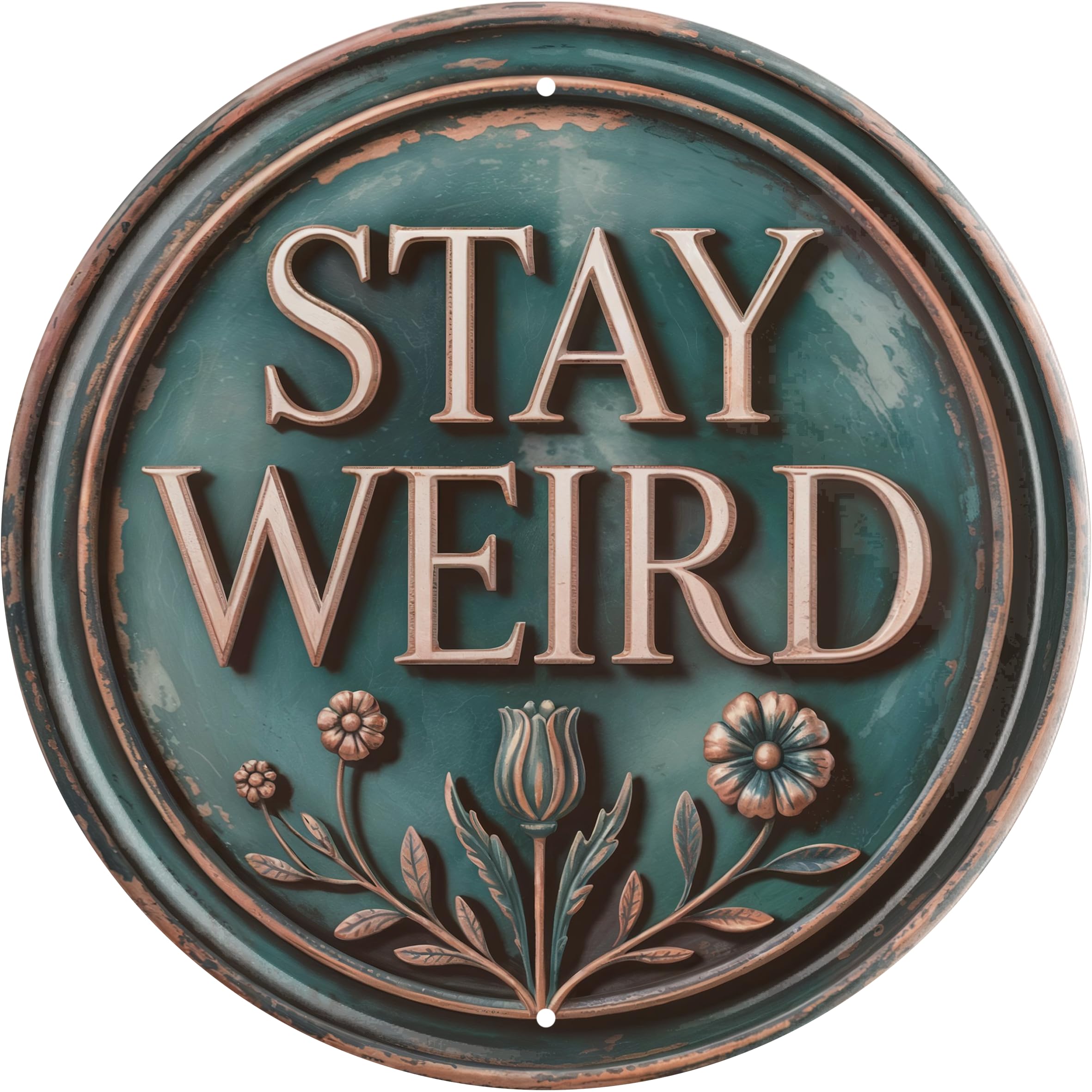 Stay Weird Funny Retro Wall Metal Tin Signs Decor 8x8 in