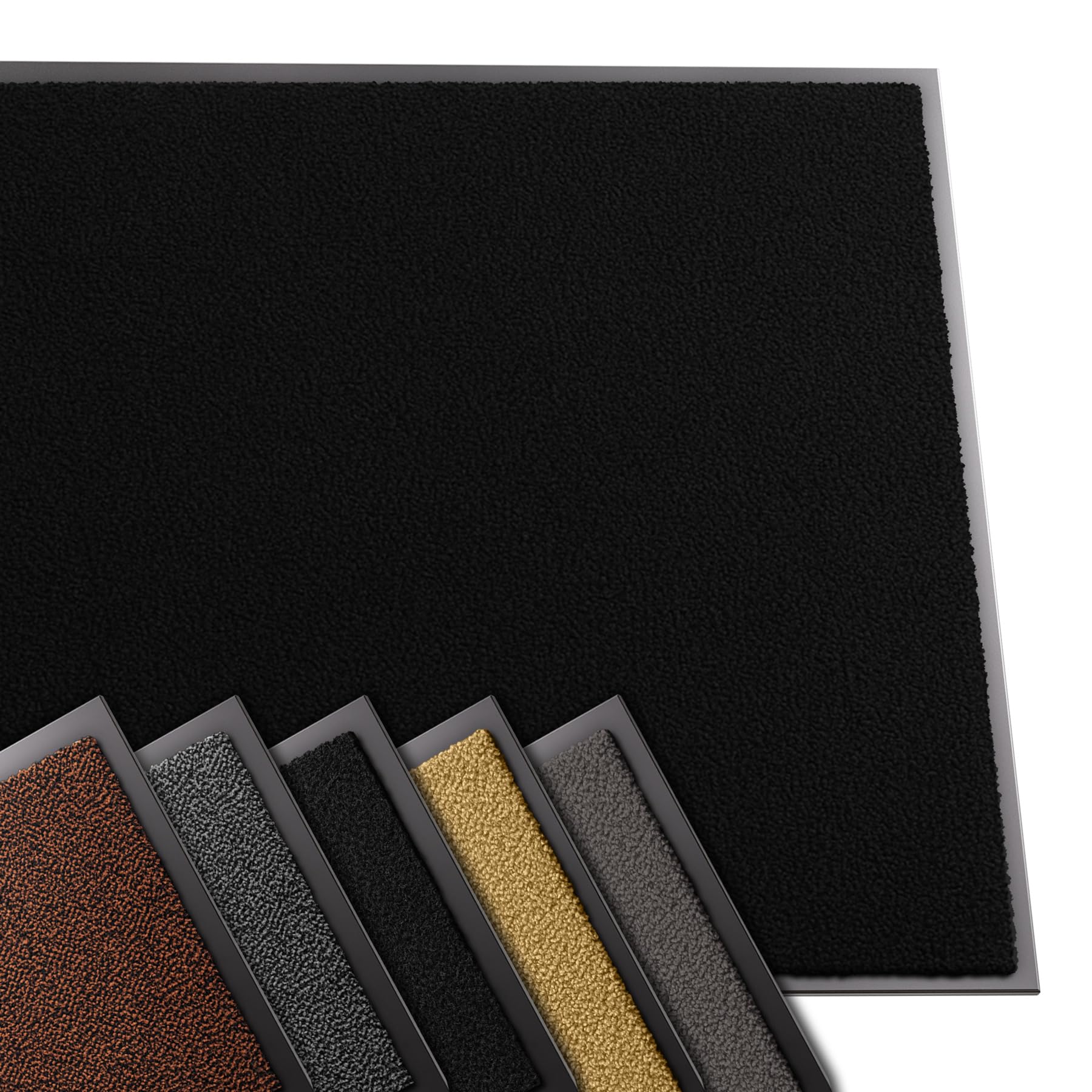 VOUNOT® Door Mats for Outdoor or Indoor, Dirt trapper, Non Slip Barrier Mat Washable Welcome Doormat Entrance Rug, Black, 90x150cm