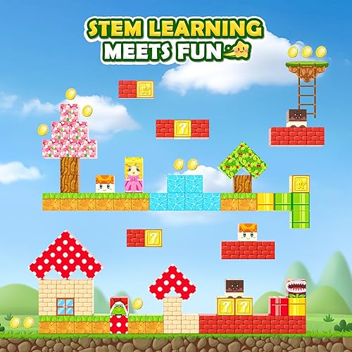 Miniatura 63 de Coodoo Bloques magnéticos - Juego de bloques magnéticos de construcción de minas con diseño de cerezo, azulejos magnéticos, juguetes STEM para niños