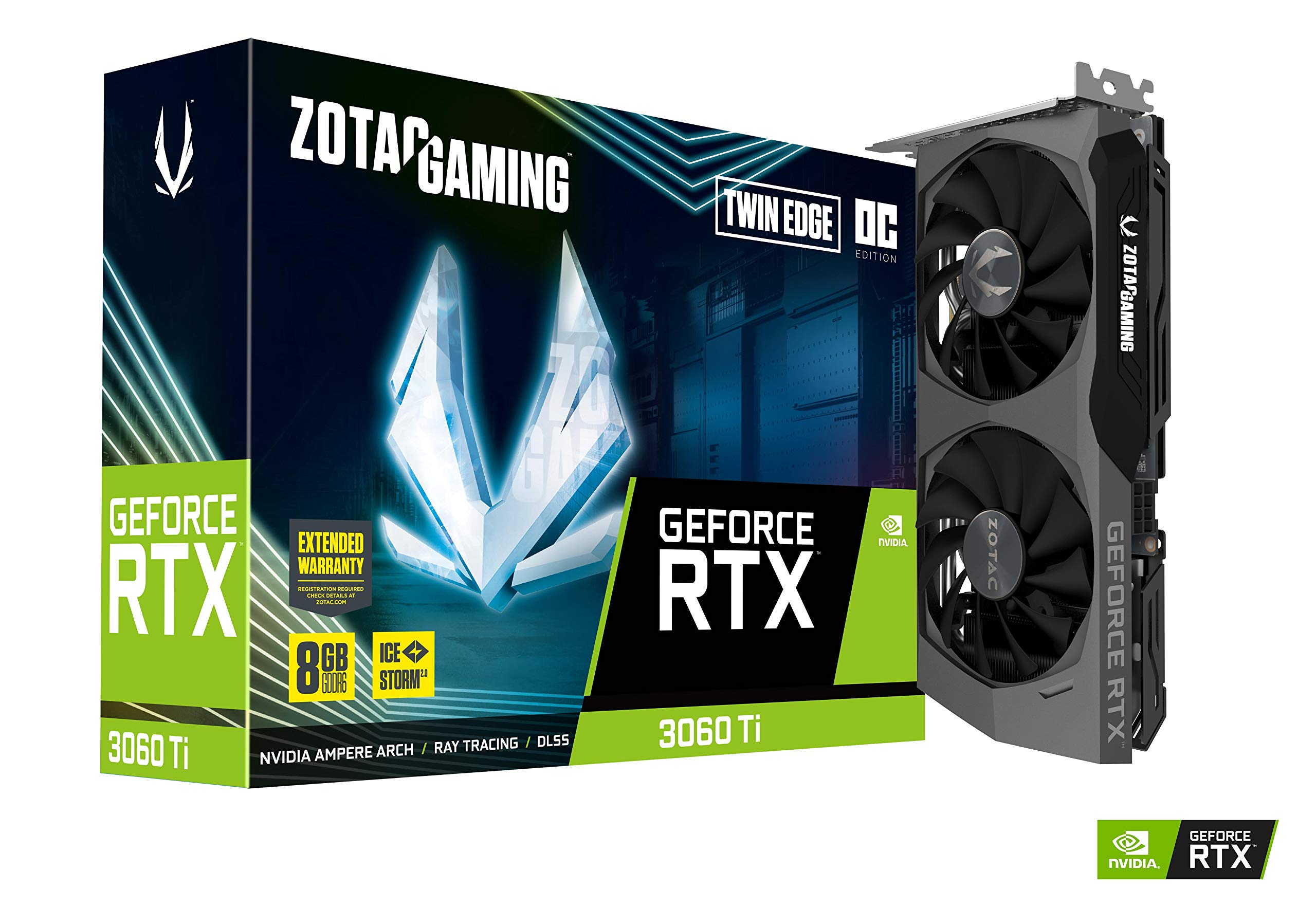 ZOTAC Gaming GeForce RTX 3060 Ti ツインエッジ OC LHR 8GB GDDR6 256-bit 14 Gbps  PCIE 4.0 ゲーミンググラフィックカード IceStorm 2.0 アドバンスクーリング アクティブファンコントロール フリーズファンストップ  ...