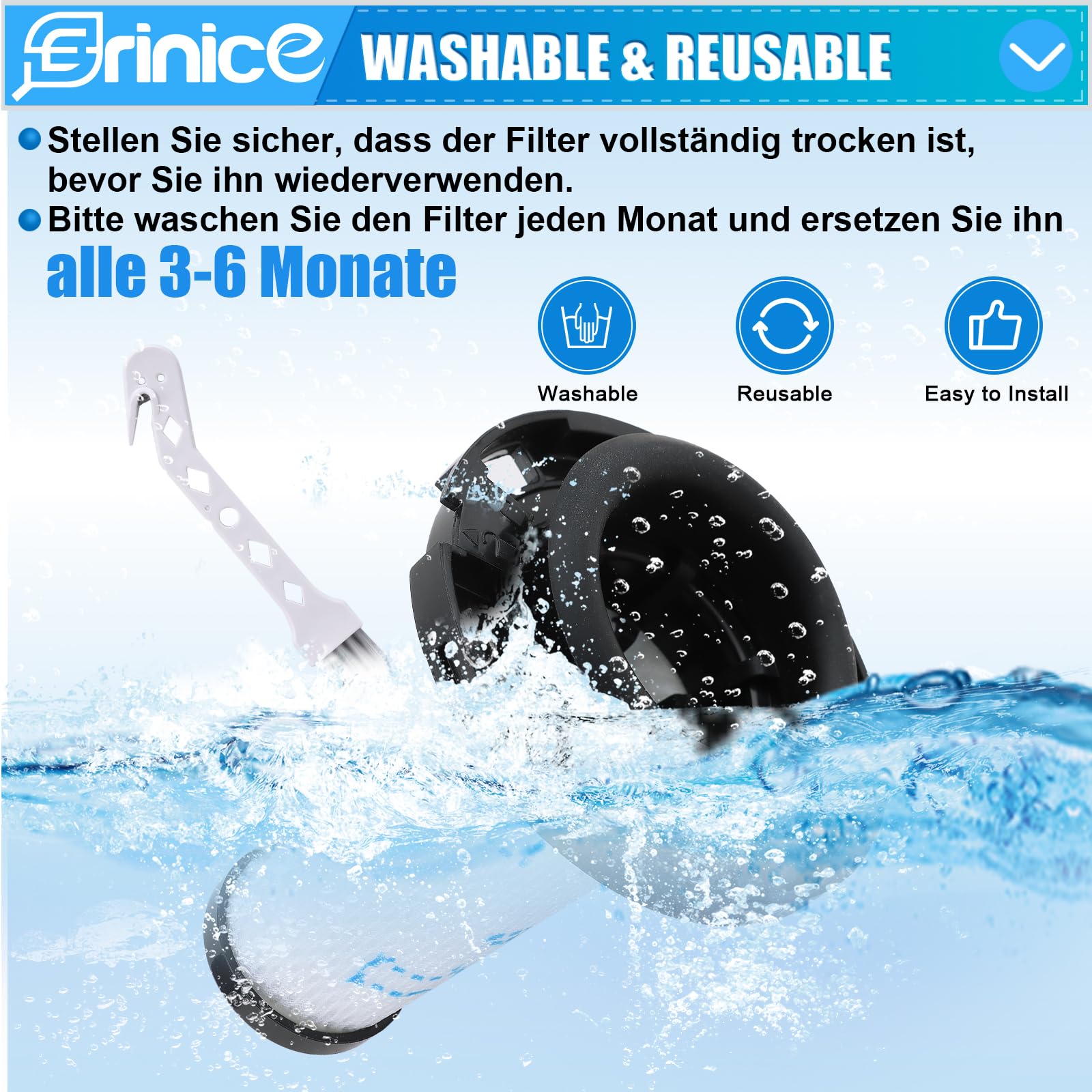 Filtro Per Aspirapolvere Flex 9.60, 2 Pezzi, Lavabili E Riutilizzabili, Compatibili Con Serie Fle60, Sostituto ZR009010