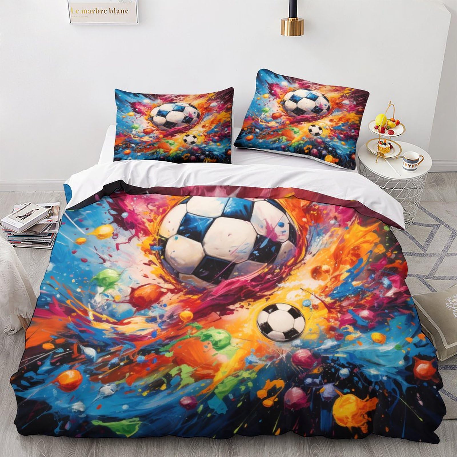 Housses de couettes football adulte et enfant literie microfibre 3D