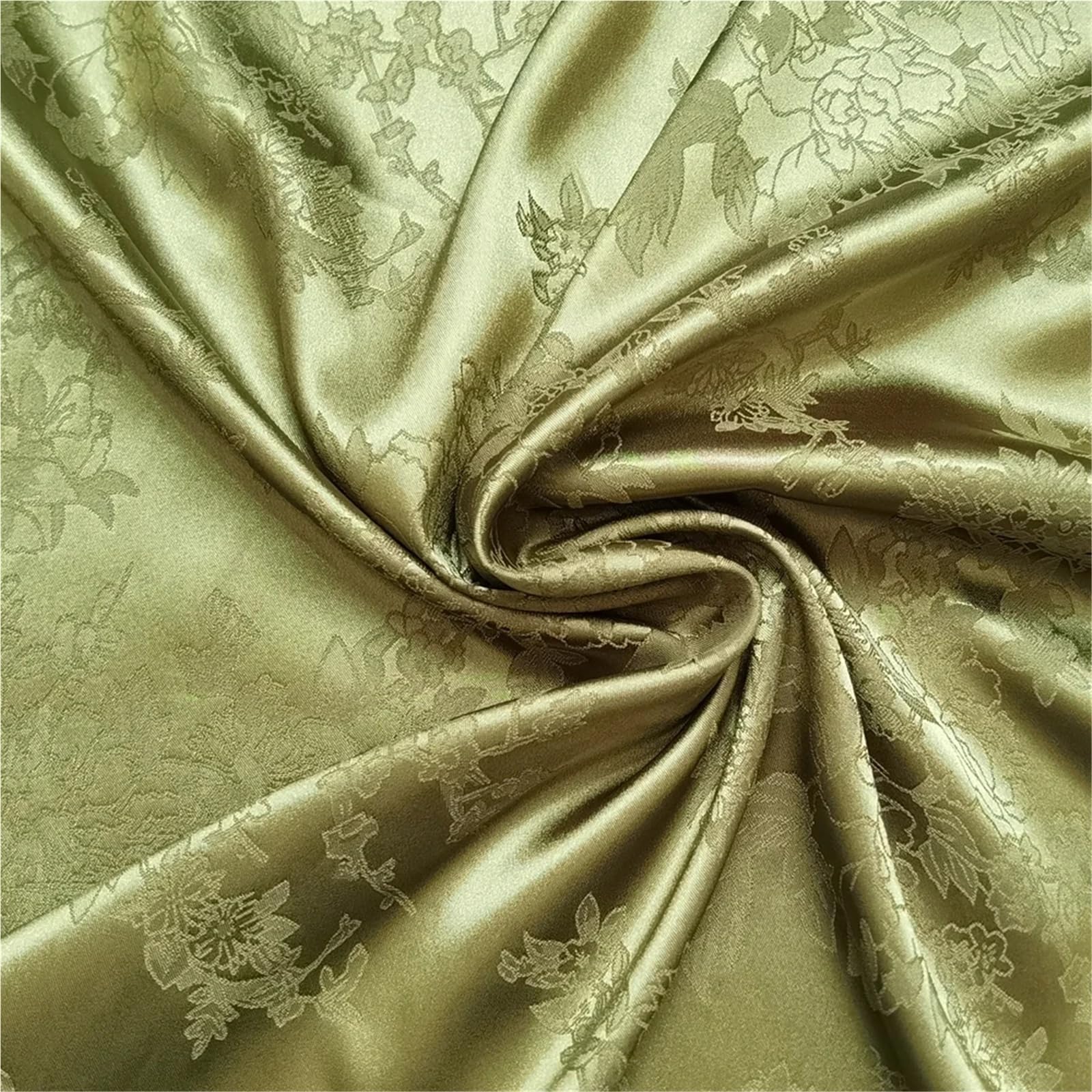 Żakardowa satynowa tkanina 142 cm szerokości, kwiatowy, brokat, jedwabista charmeuse, adamaszkowa, sukienka kimono, materiał podszewki, materiał do szycia (nr 7, złoto-brązowy, 2 x 1,48 m)