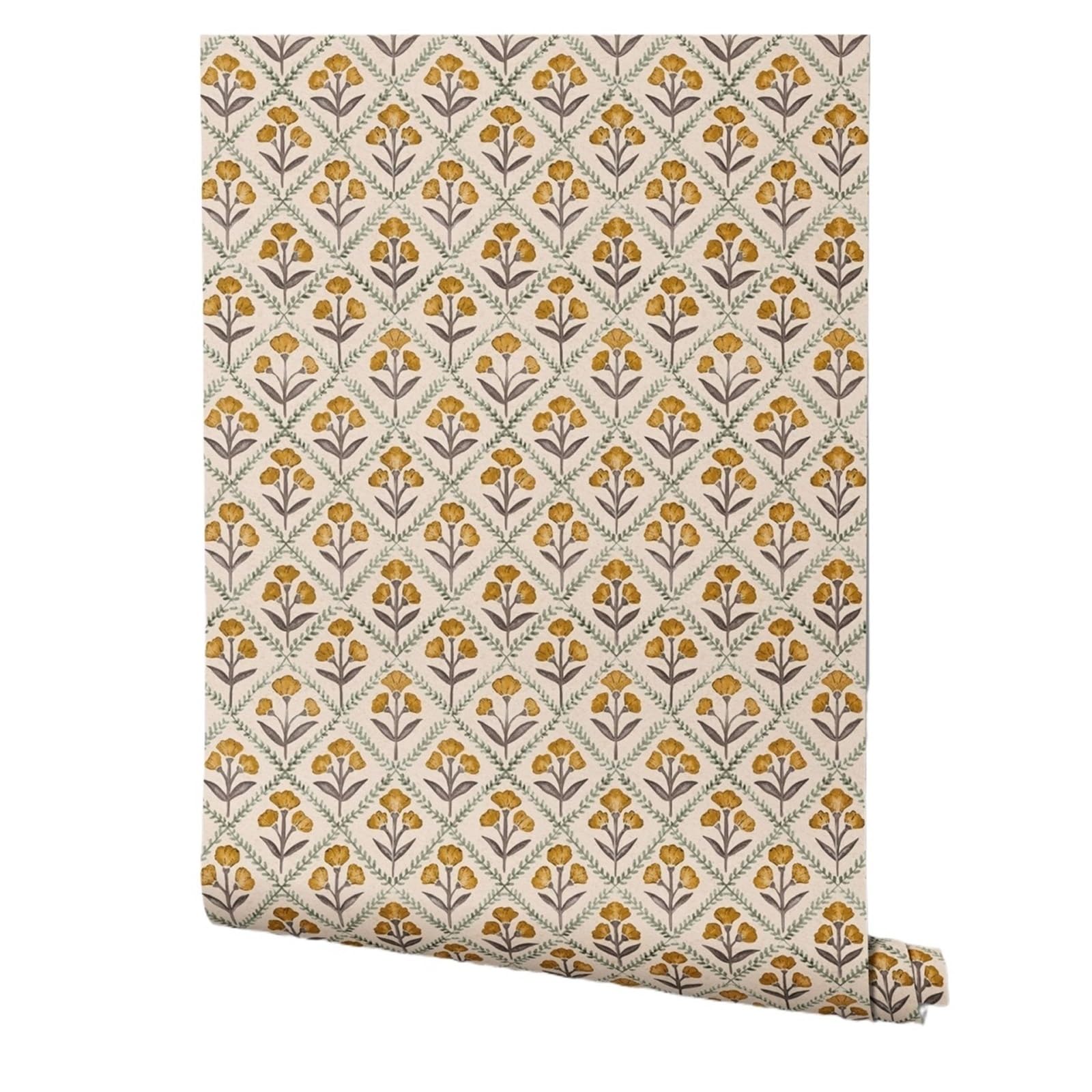 BTGYTTKL Self Adhesive Wallpaper Mini Floral Printed Self Adhesive Wall Mural Non-Woven Optional Material for Indoor Ornament(Peel and Stick)