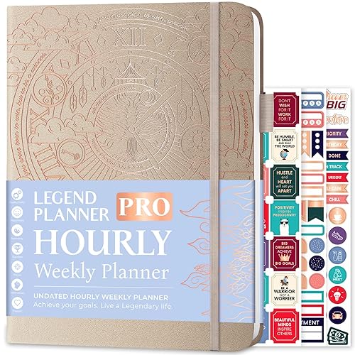 Legend Planner PRO Hourly Schedule - Weekly &amp; Daily Organizer with Time Slots. Appointment Book Journal for Work &amp; Personal, A4 (Seashell_
