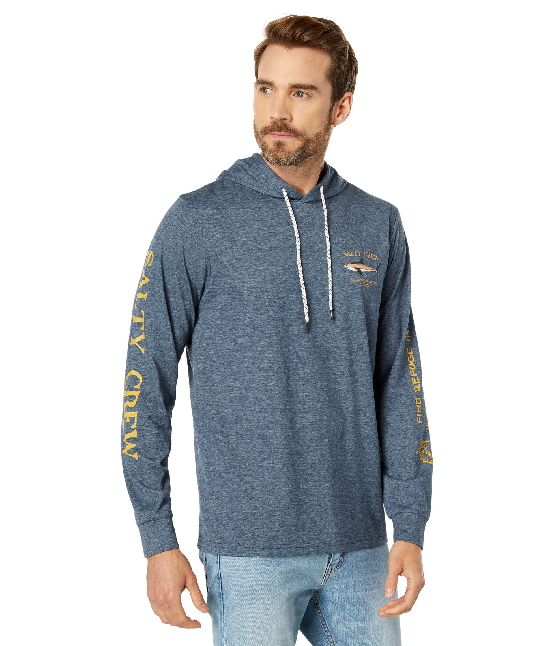 Salty CrewBruce Hood Tech Tee, Navy, L